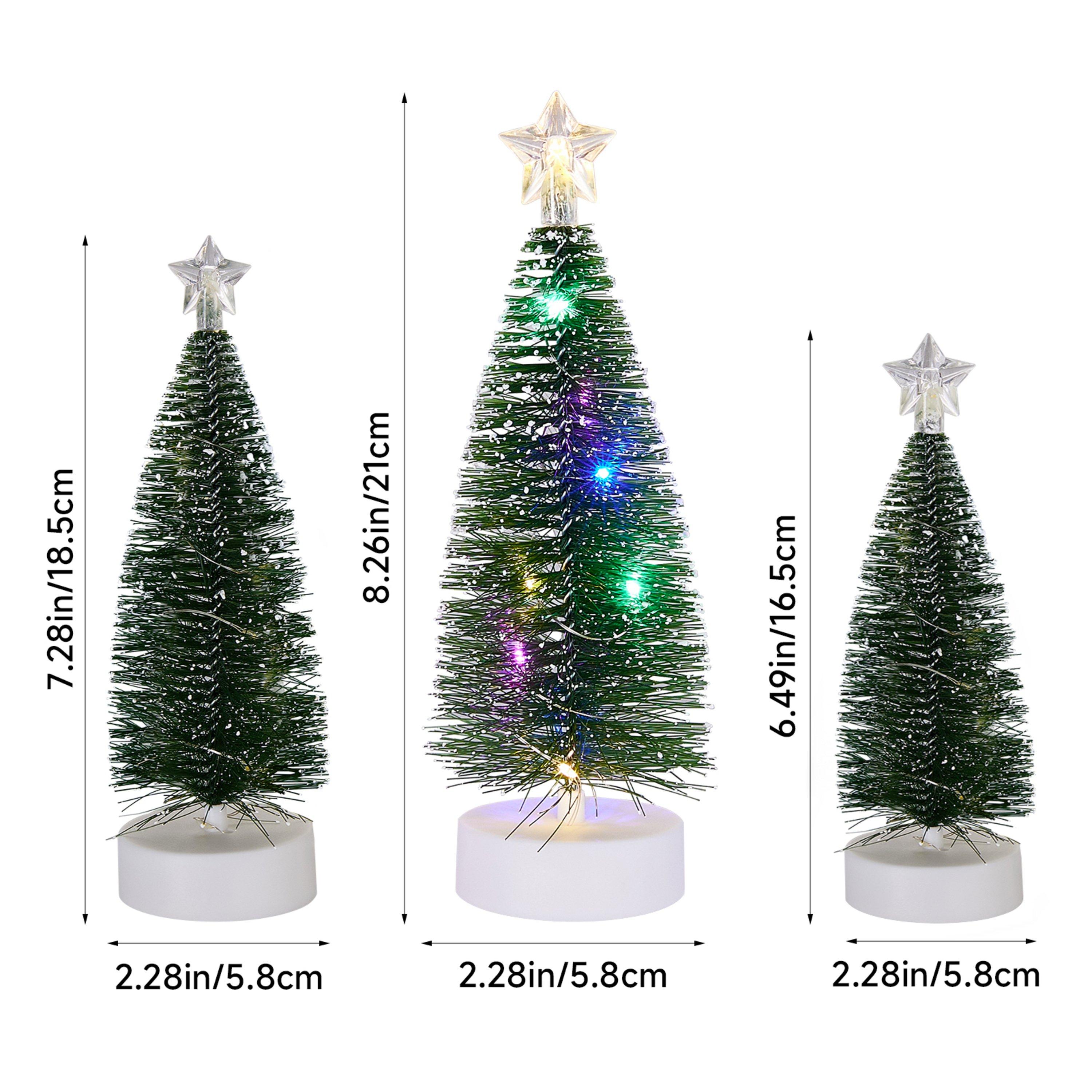 Yellow - LIFE IDEAS - 3PCS Mini Christmas Tree Set with LED Lights - 7