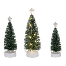 LIFE IDEAS 3PCS Mini Christmas Tree Set with LED Lights