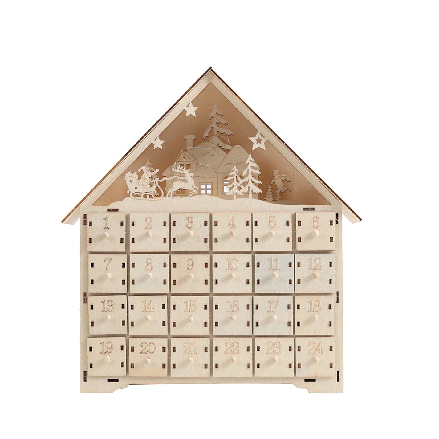 Wood - LIFE IDEAS - Wooden Christmas Advent Calendar with LED Light - 4