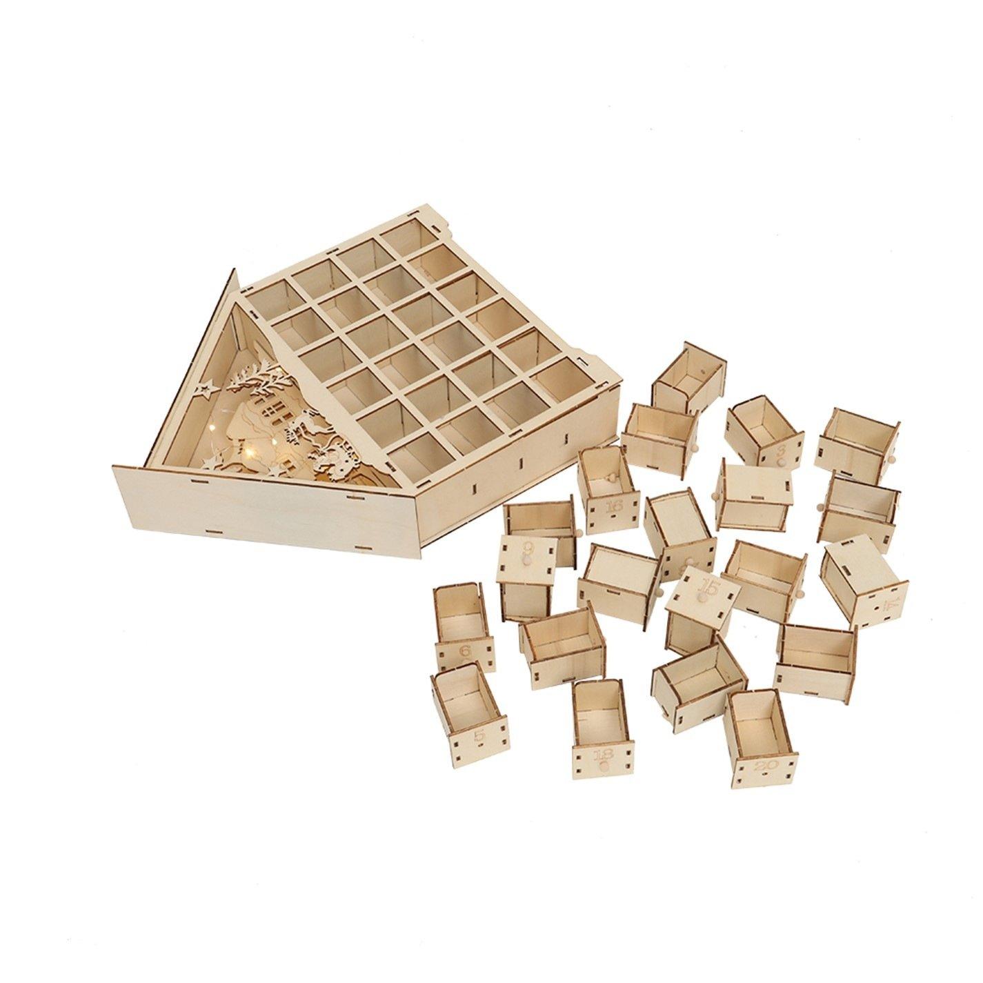 Wood - LIFE IDEAS - Wooden Christmas Advent Calendar with LED Light - 7