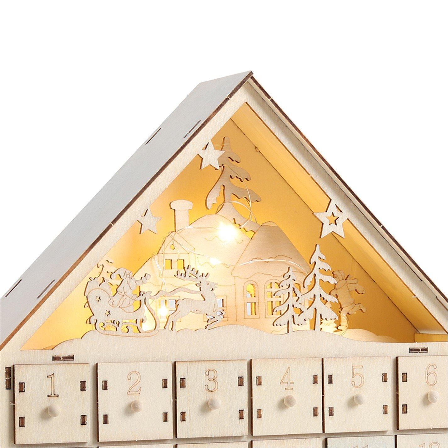 Wood - LIFE IDEAS - Wooden Christmas Advent Calendar with LED Light - 9