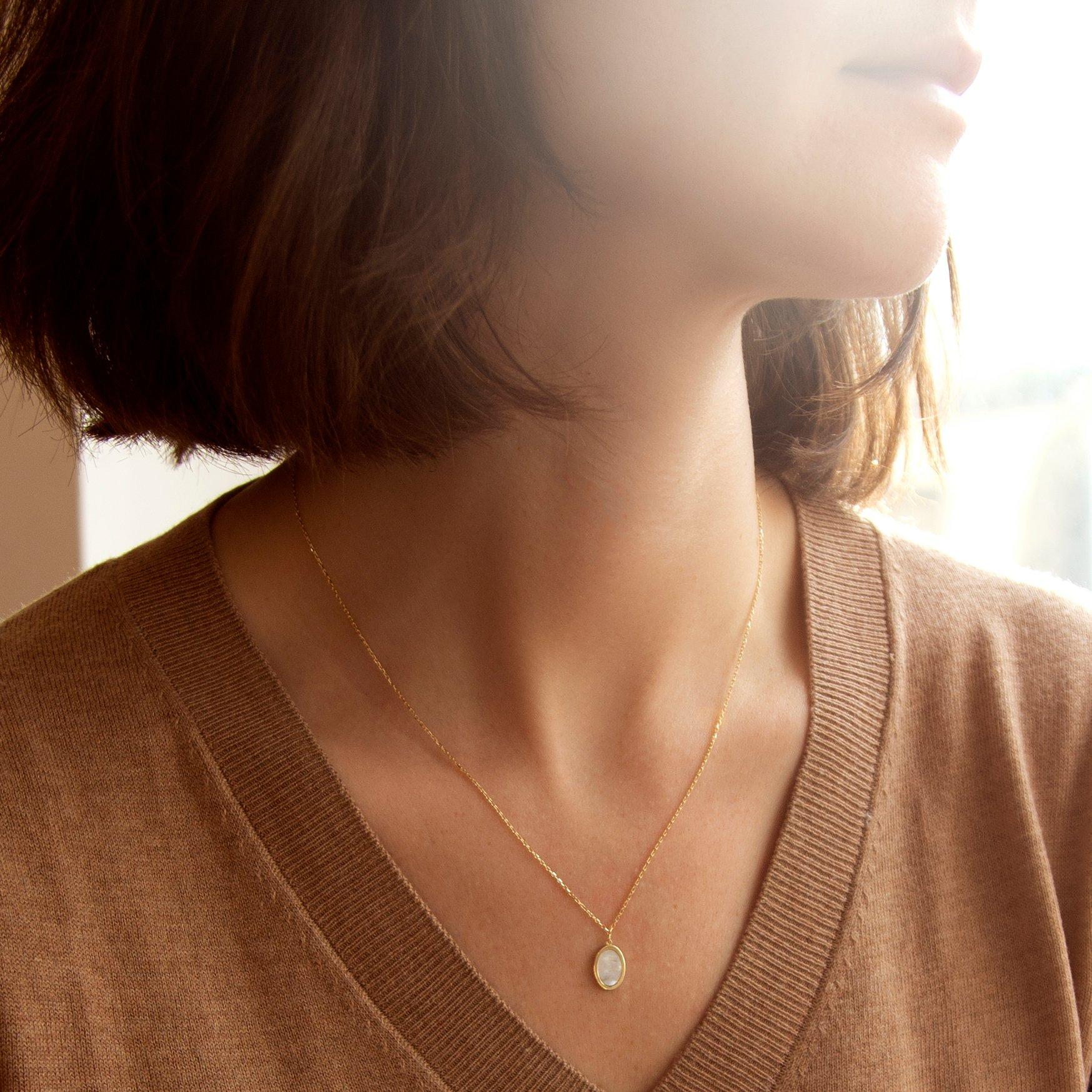 Yellow Gold - Be You - 9ct Gold Oval Mother Of Pearl Necklace - 2