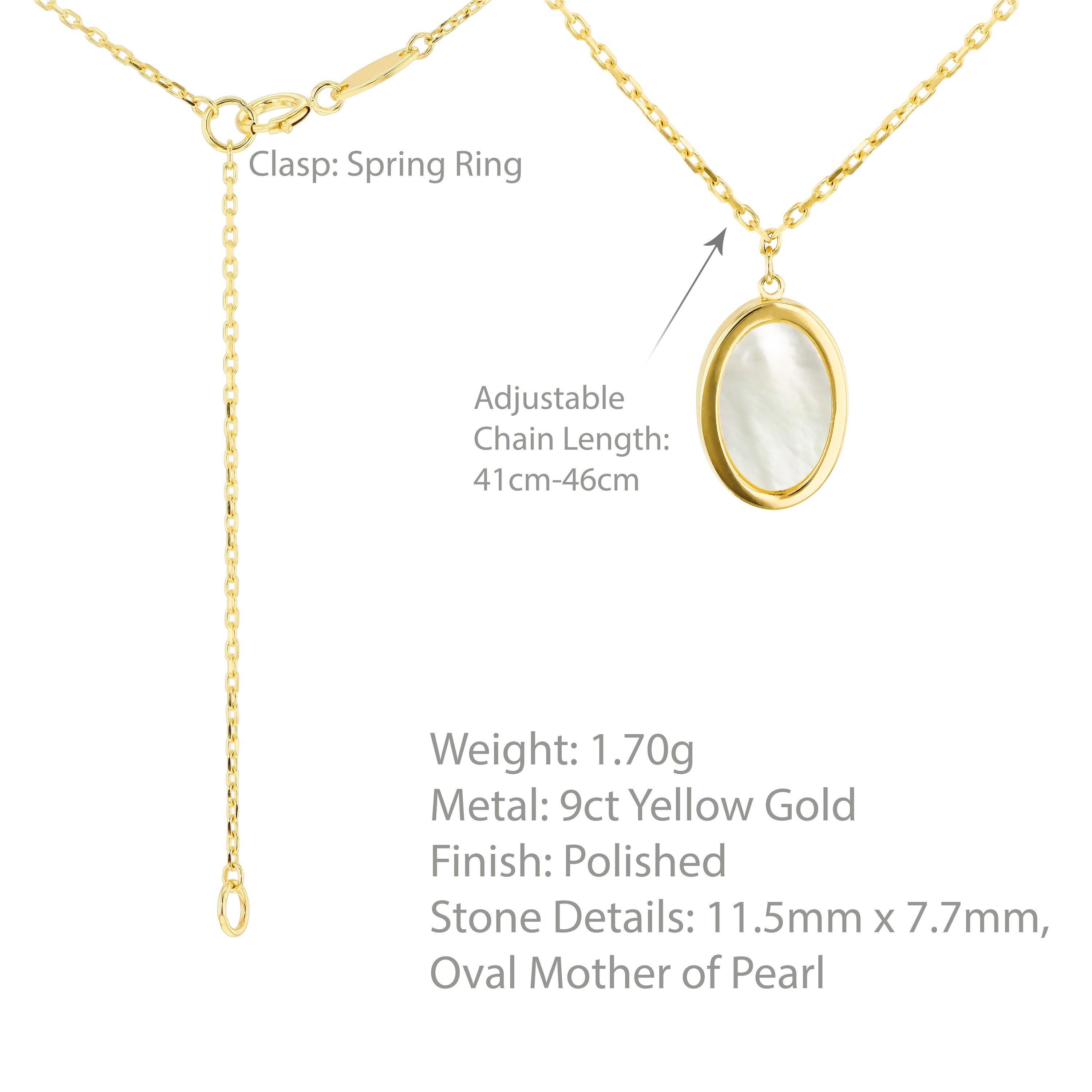 Yellow Gold - Be You - 9ct Gold Oval Mother Of Pearl Necklace - 4