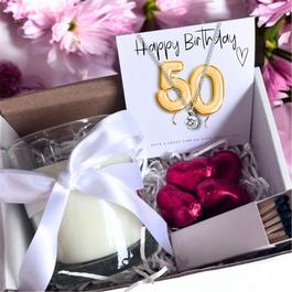 Aye Do Gold 50th Birthday Gift Hamper - Necklace & Candle