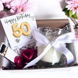 Aye Do Gold 50th Birthday Gift Hamper - Earrings & Candle