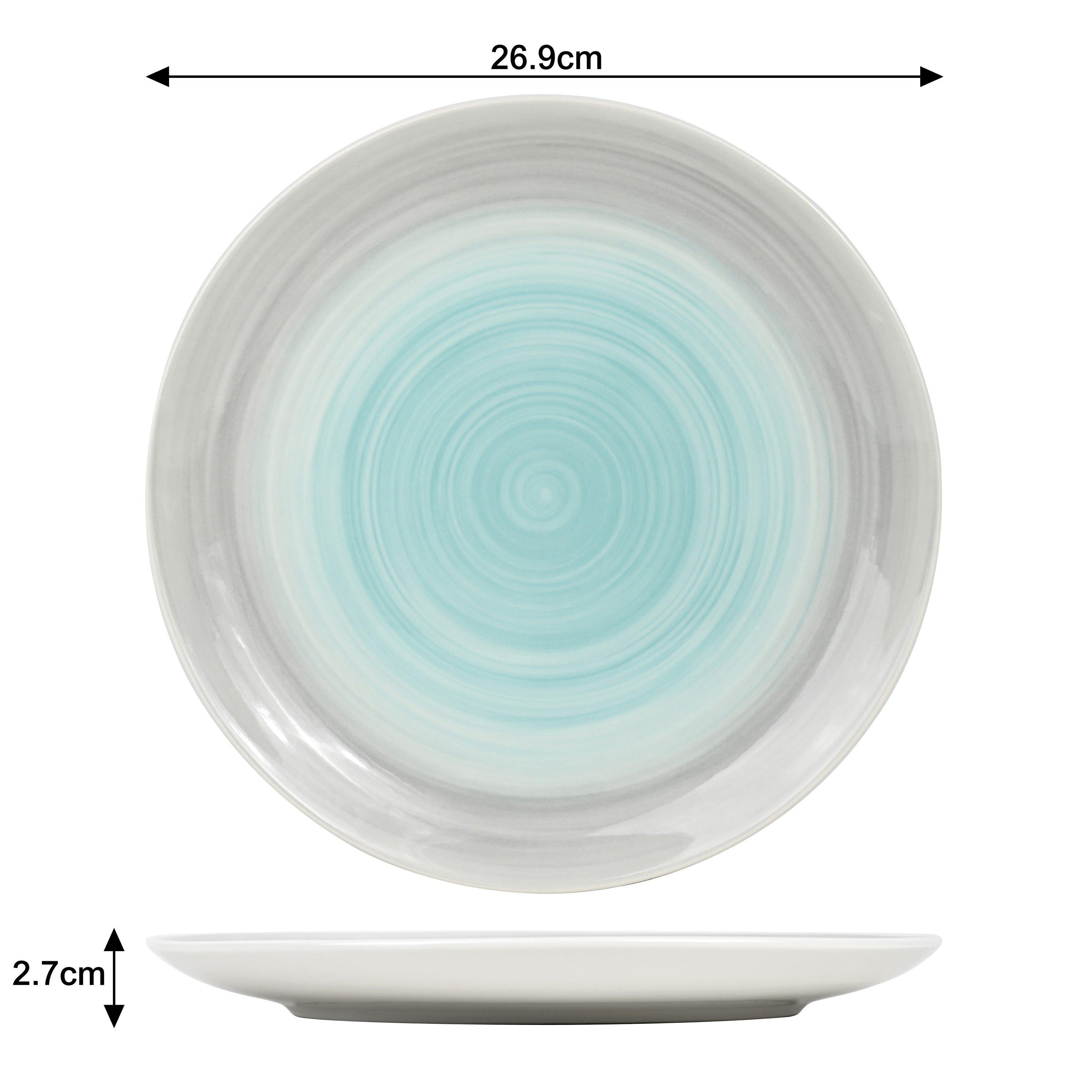 Multi - Waterside - 24PC BLUE & GREY SPINWASH COUPE DINNER SET - 4