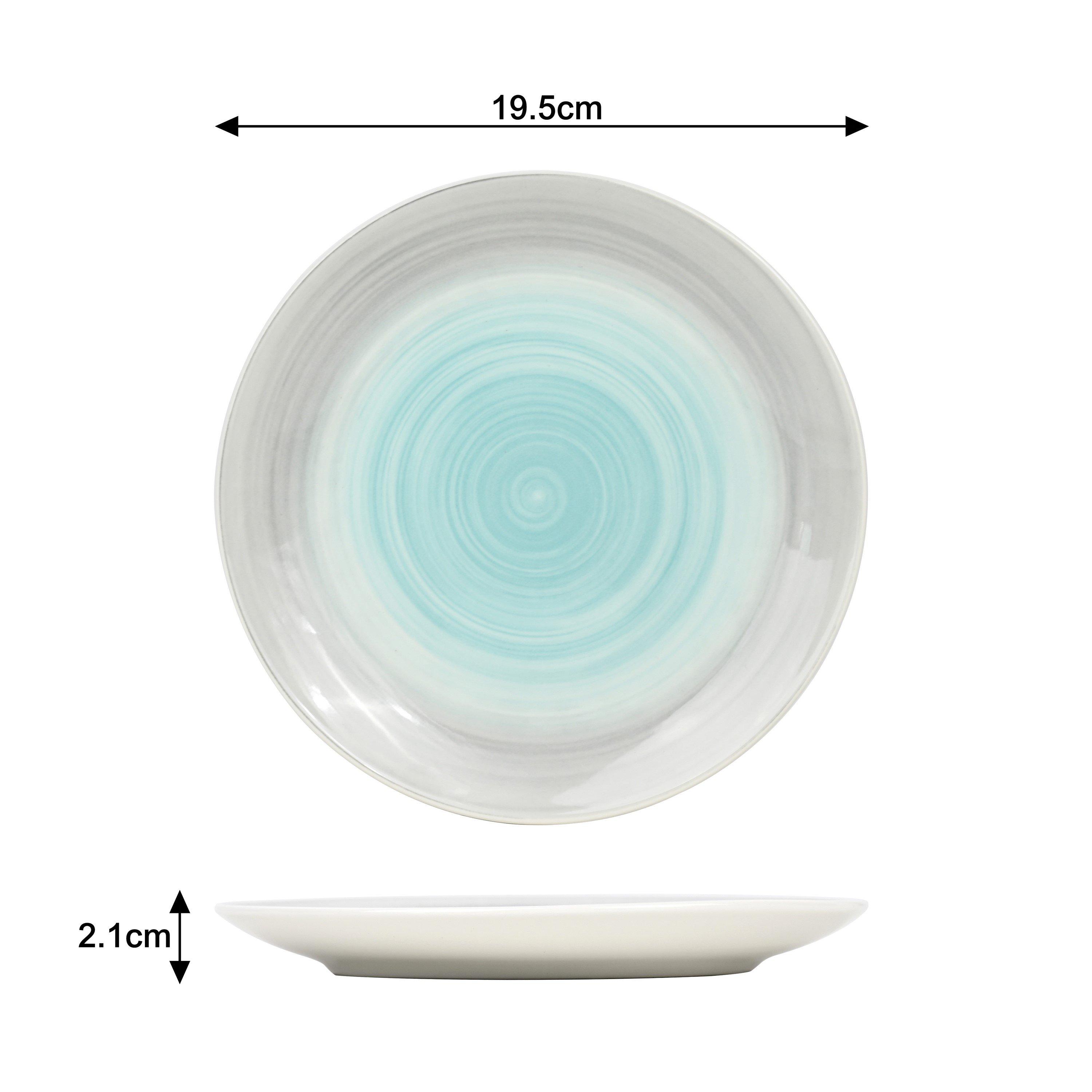 Multi - Waterside - 24PC BLUE & GREY SPINWASH COUPE DINNER SET - 5