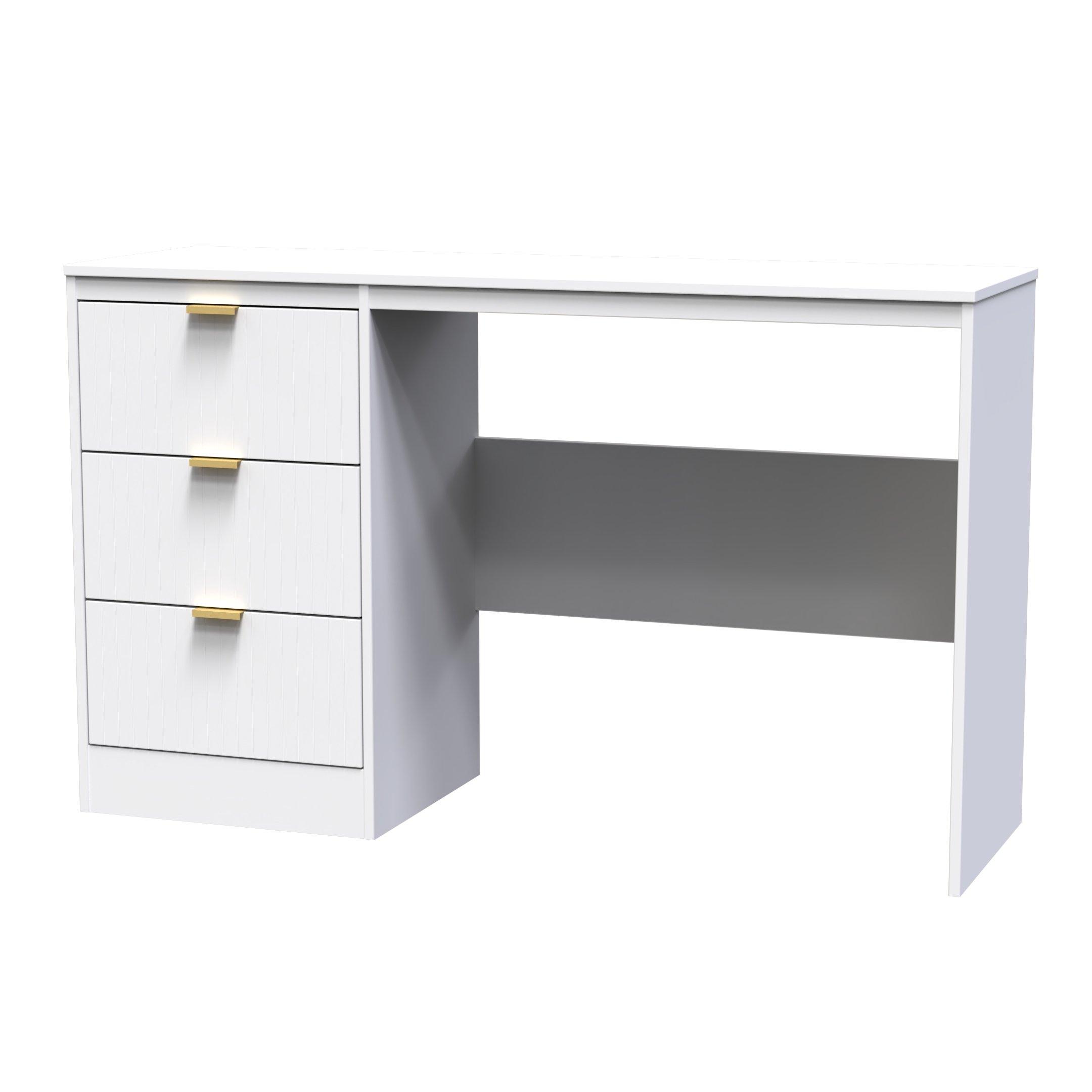 White Matt - Welcome Furniture - Nashville Desk with Gold Handles - 3