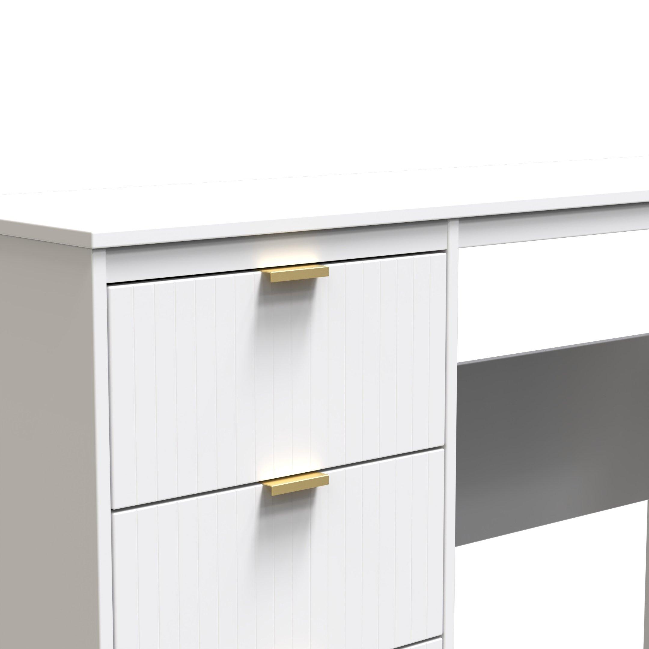 White Matt - Welcome Furniture - Nashville Desk with Gold Handles - 4