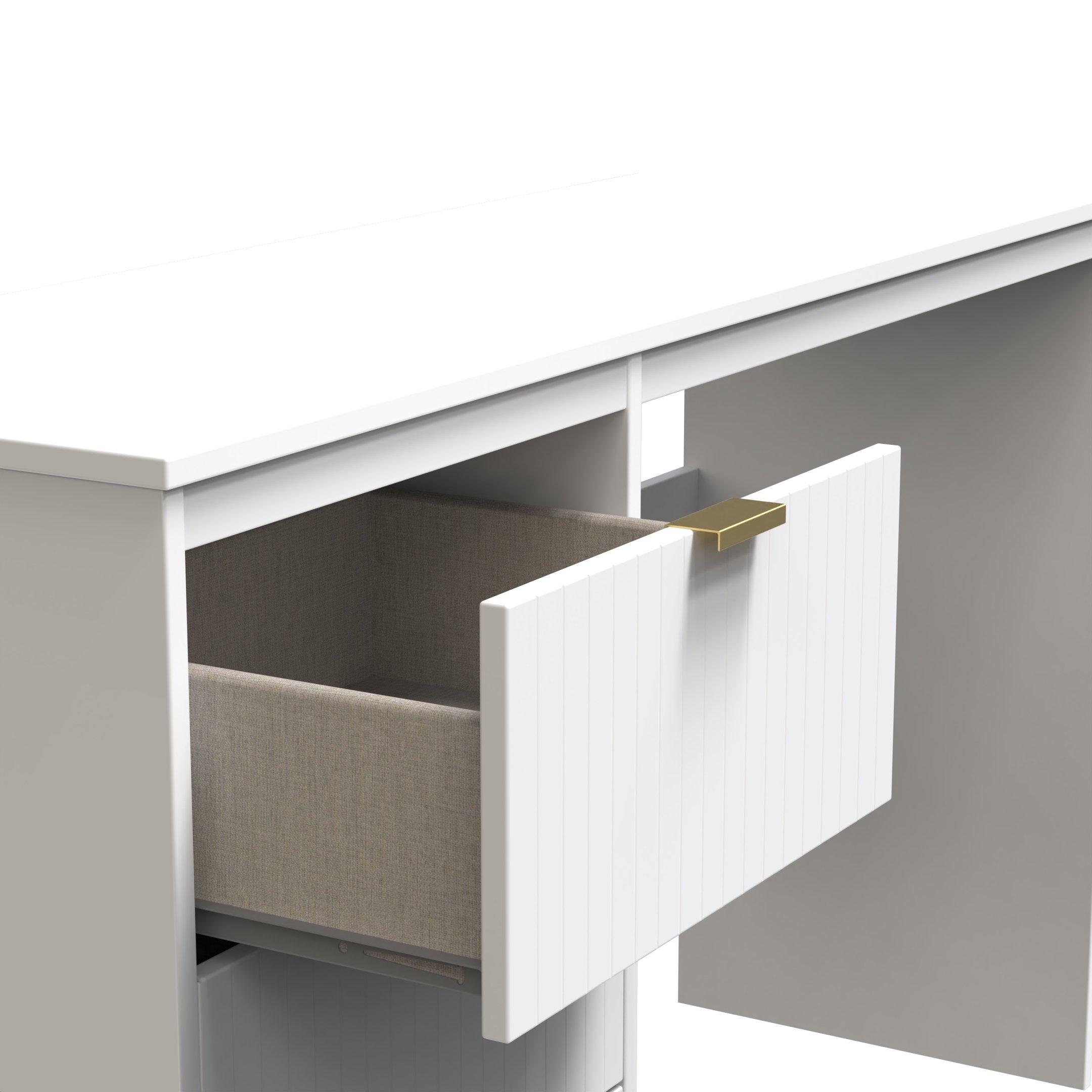 White Matt - Welcome Furniture - Nashville Desk with Gold Handles - 5