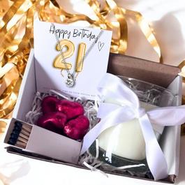 Aye Do Gold 21st Birthday Gift Hamper - Necklace & Candle