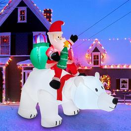 LIFE IDEAS 2.1M Inflatable Santa Claus Riding a Polar Bear