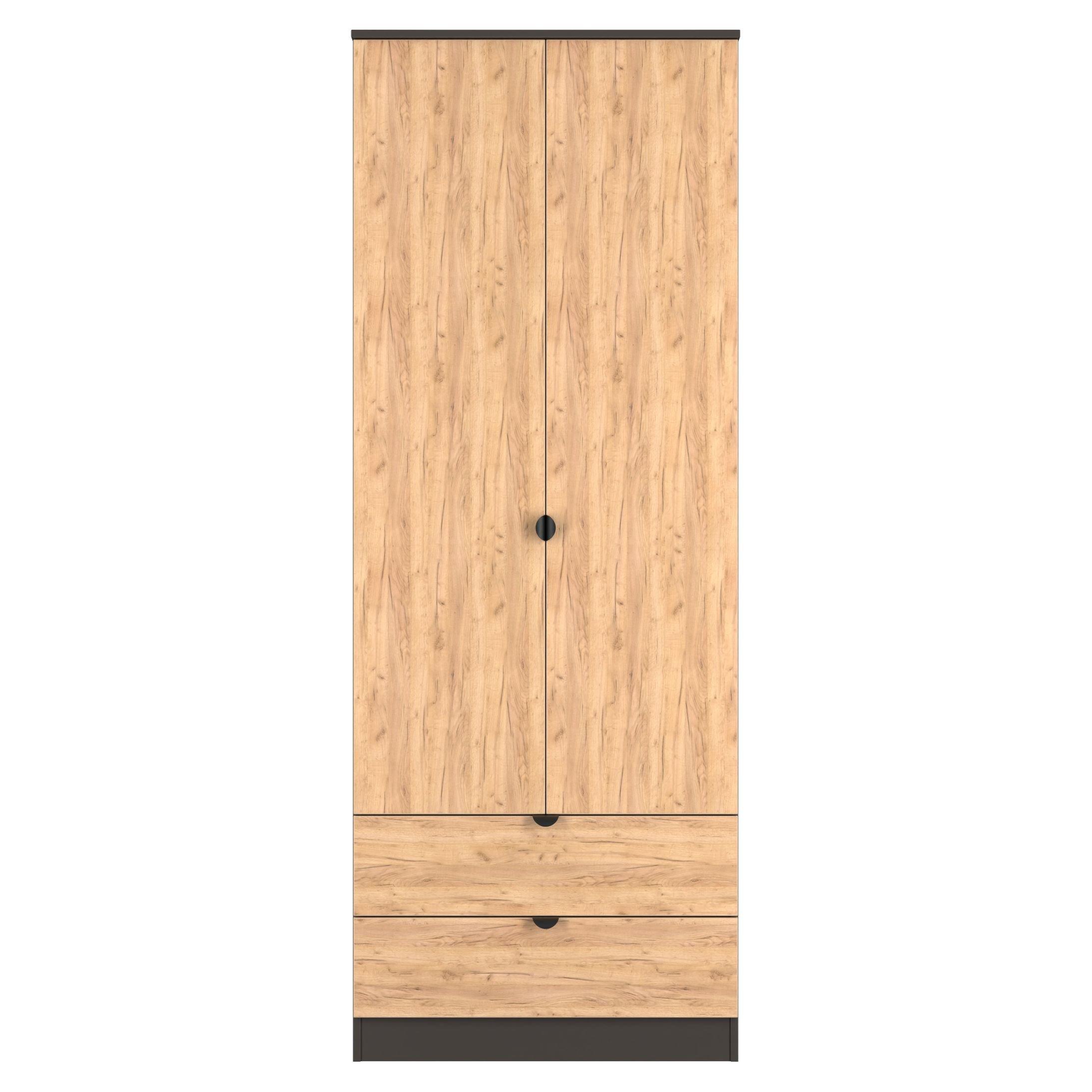 Welcome Furniture  Solomon 2 Drawer Double Wardrobe - Craft Oak & Gra - Large