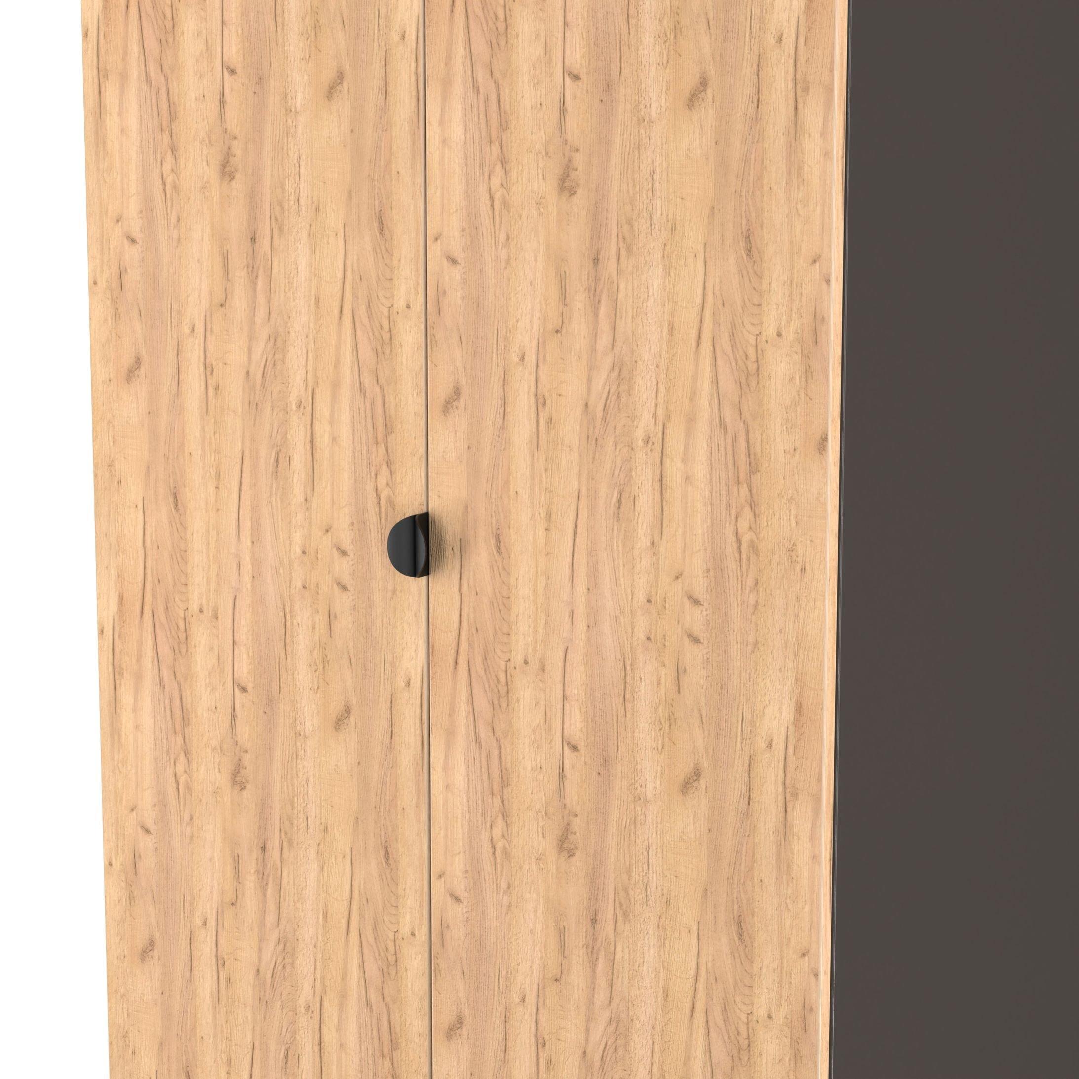 Craft Oak & Gra - Welcome Furniture - Solomon 2 Drawer Double Wardrobe - 4
