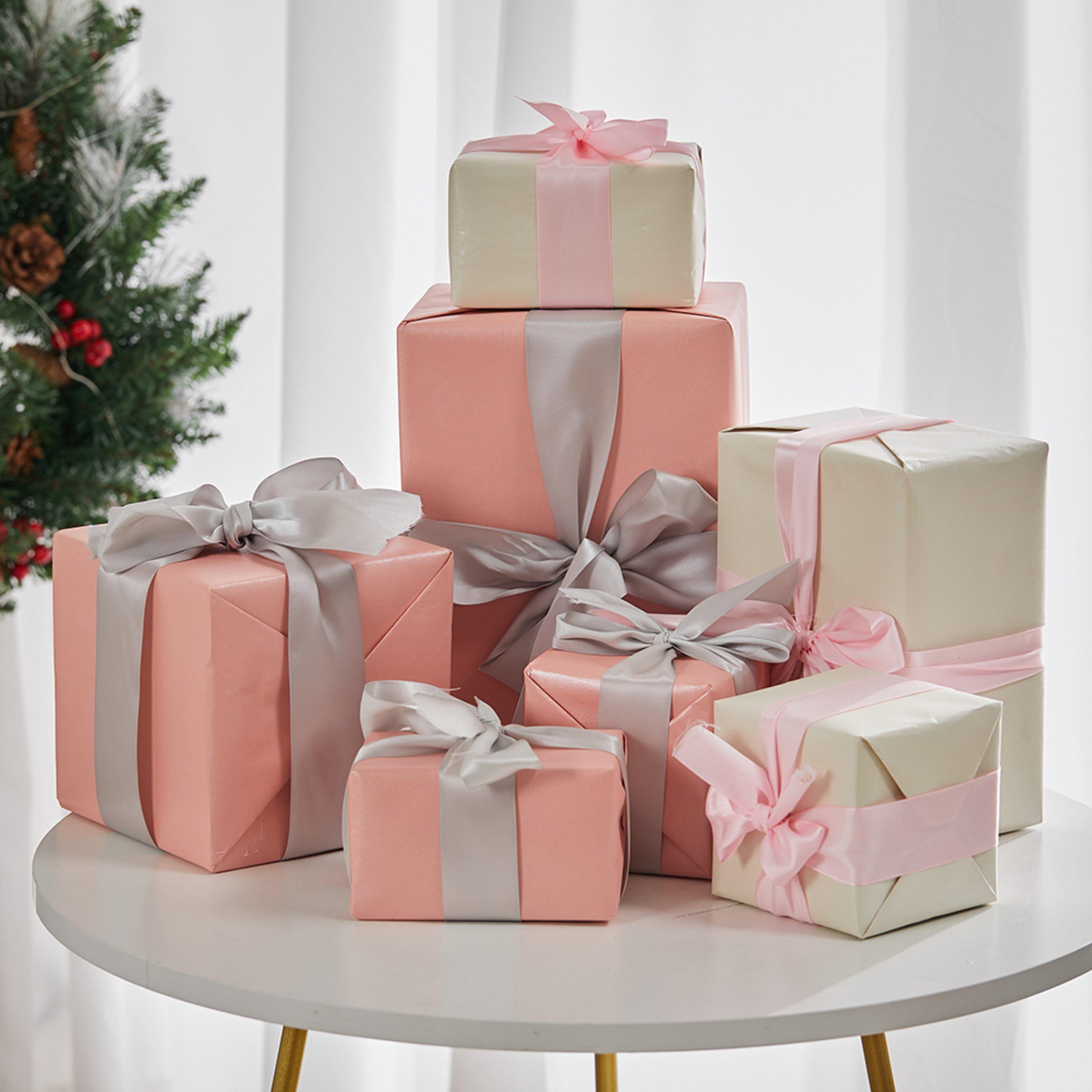Pink - LIFE IDEAS - 7 Pieces Christmas Decorative Gift Boxes - 2