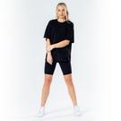 Noir - Hype - Black Oversized T-Shirt and Cycle Shorts Women's Set - 1