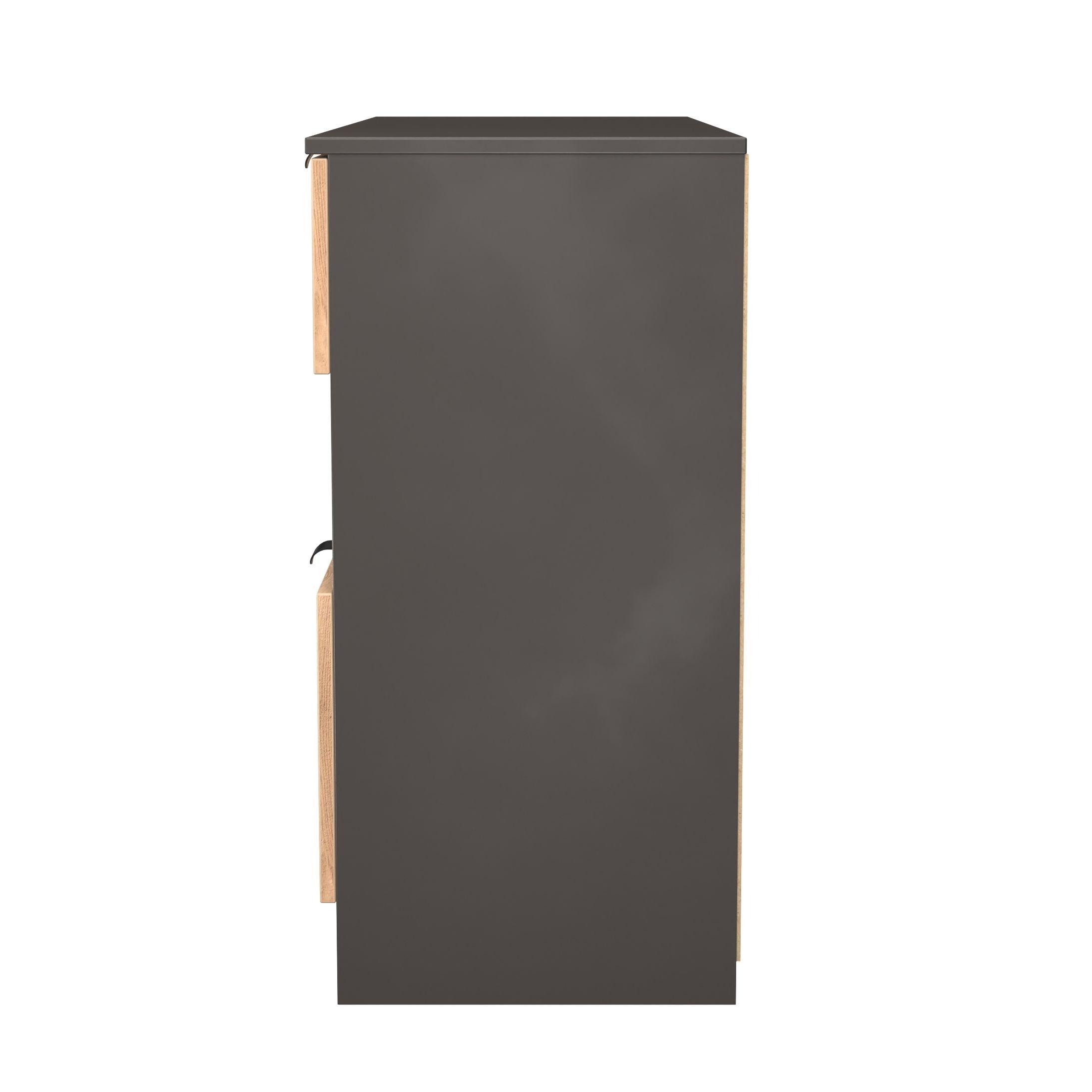 Craft Oak & Gra - Welcome Furniture - Solomon 4 Drawer Open Shelf Wide Chest - 2