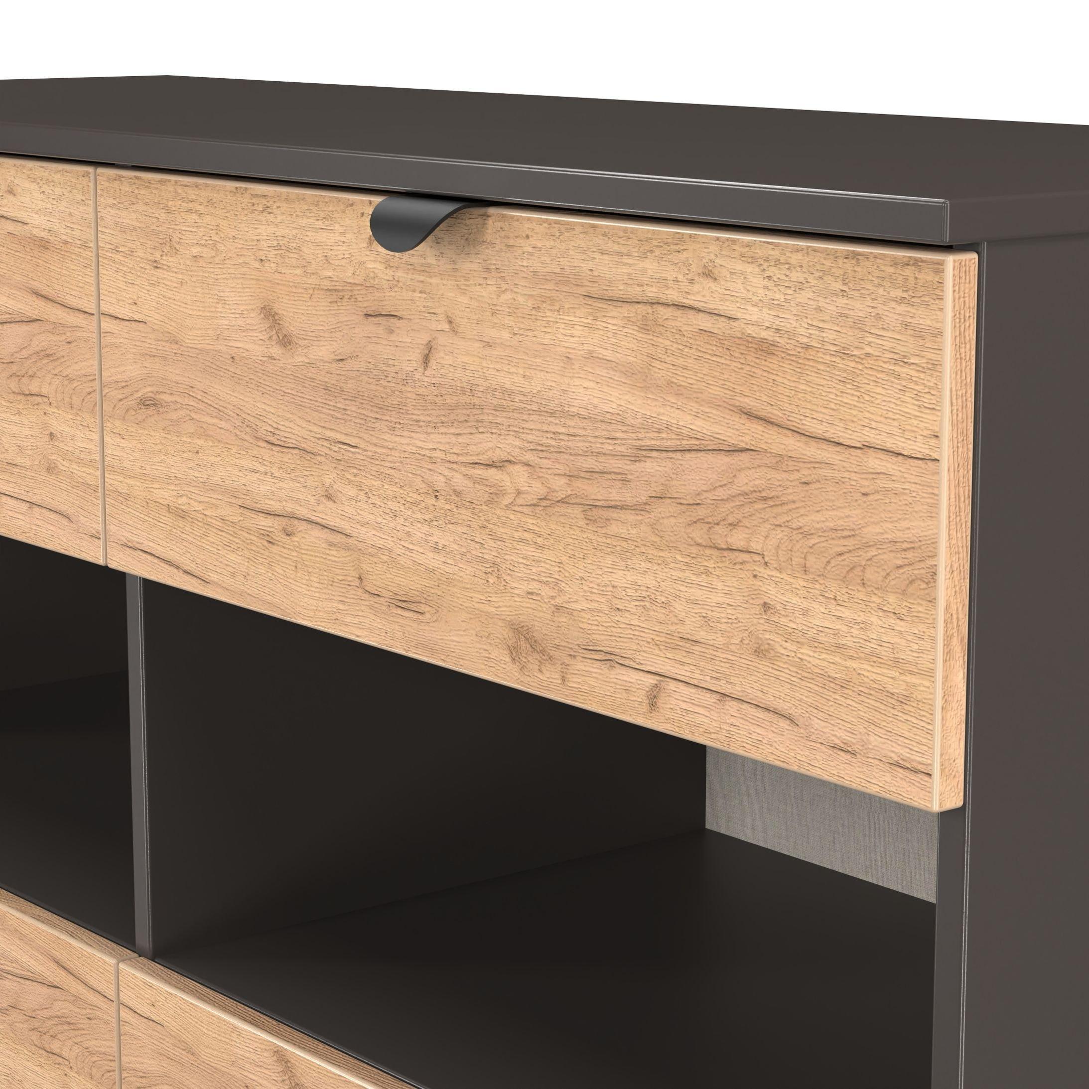 Craft Oak & Gra - Welcome Furniture - Solomon 4 Drawer Open Shelf Wide Chest - 4