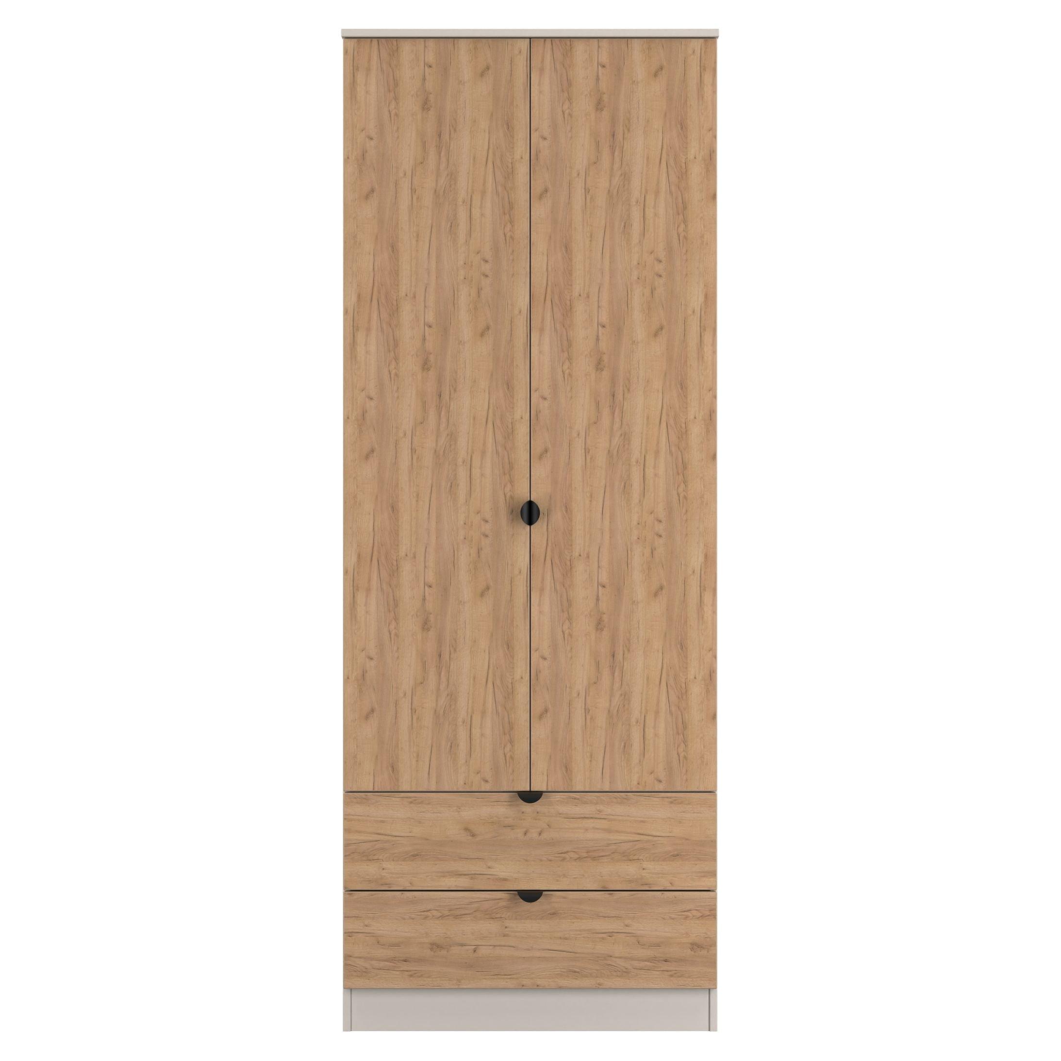 Welcome Furniture  Solomon 2 Drawer Double Wardrobe - Craft Oak & Kas - Large
