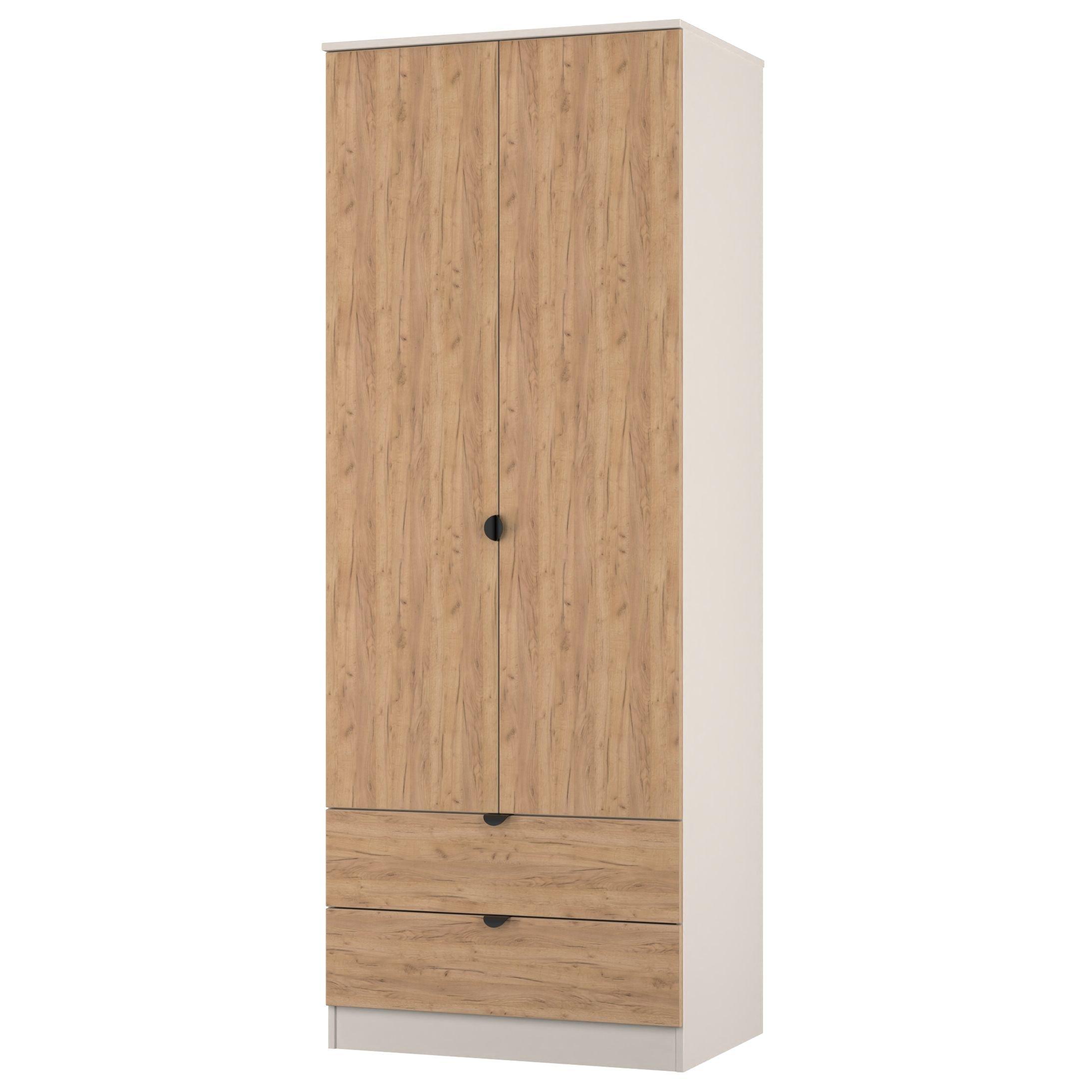Craft Oak & Kas - Welcome Furniture - Solomon 2 Drawer Double Wardrobe - 3