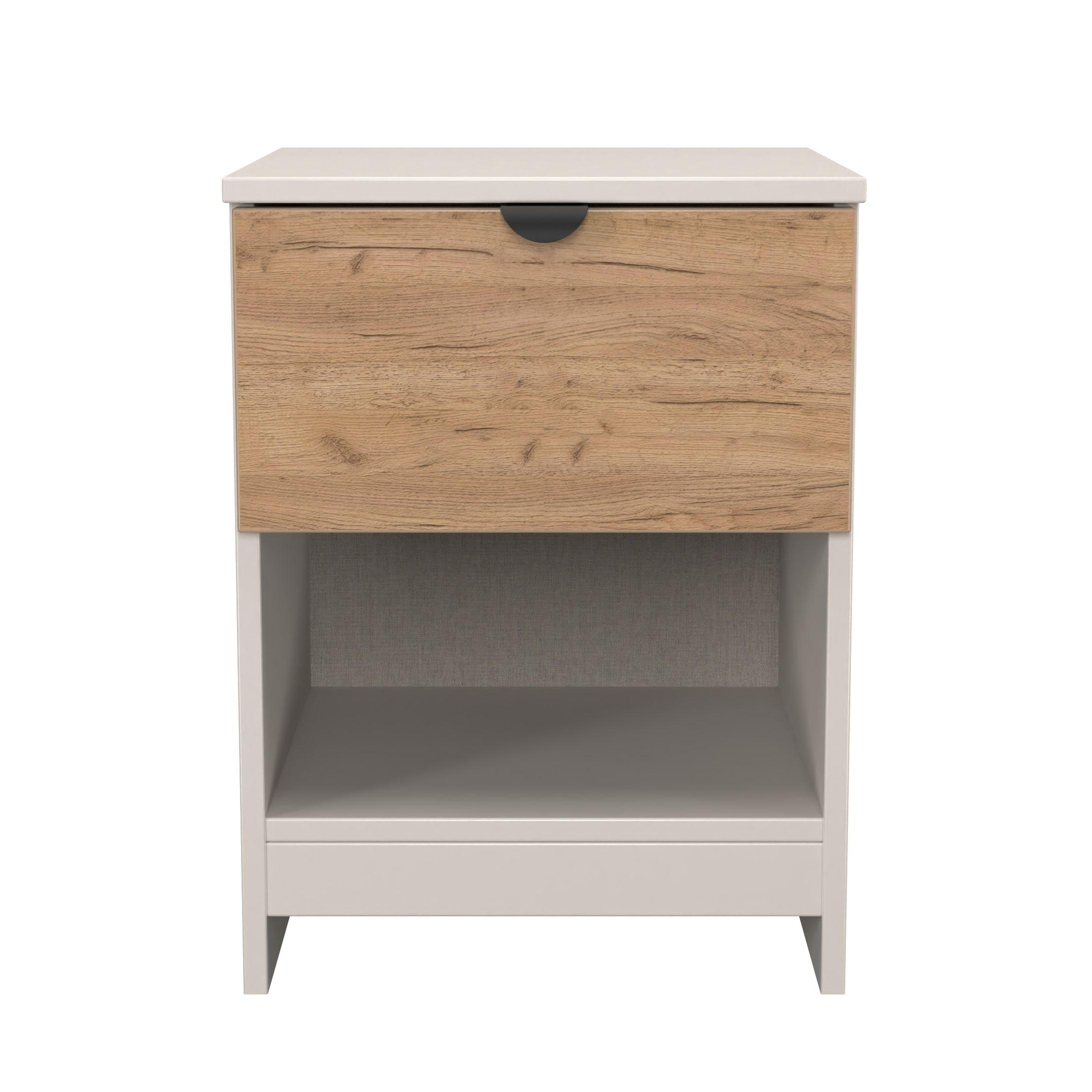 Craft Oak & Kas - Welcome Furniture - Solomon 1 Drawer Open Shelf Bedside Cabinet - 1