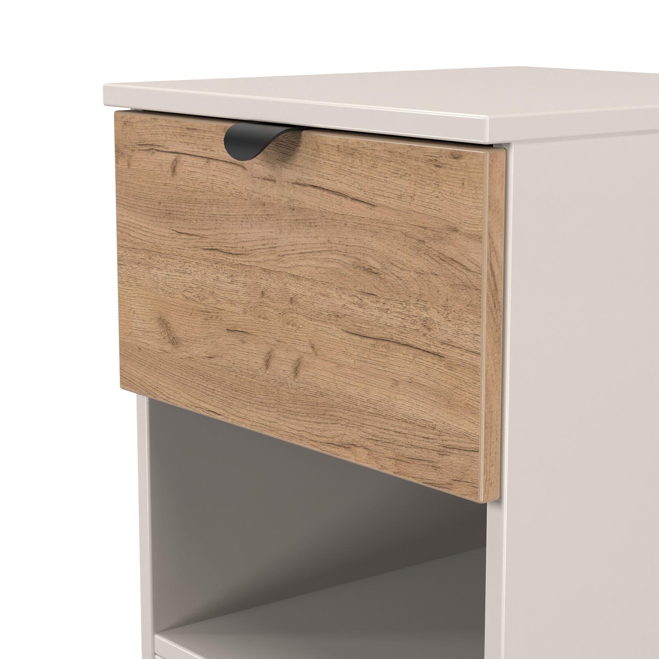 Craft Oak & Kas - Welcome Furniture - Solomon 1 Drawer Open Shelf Bedside Cabinet - 4