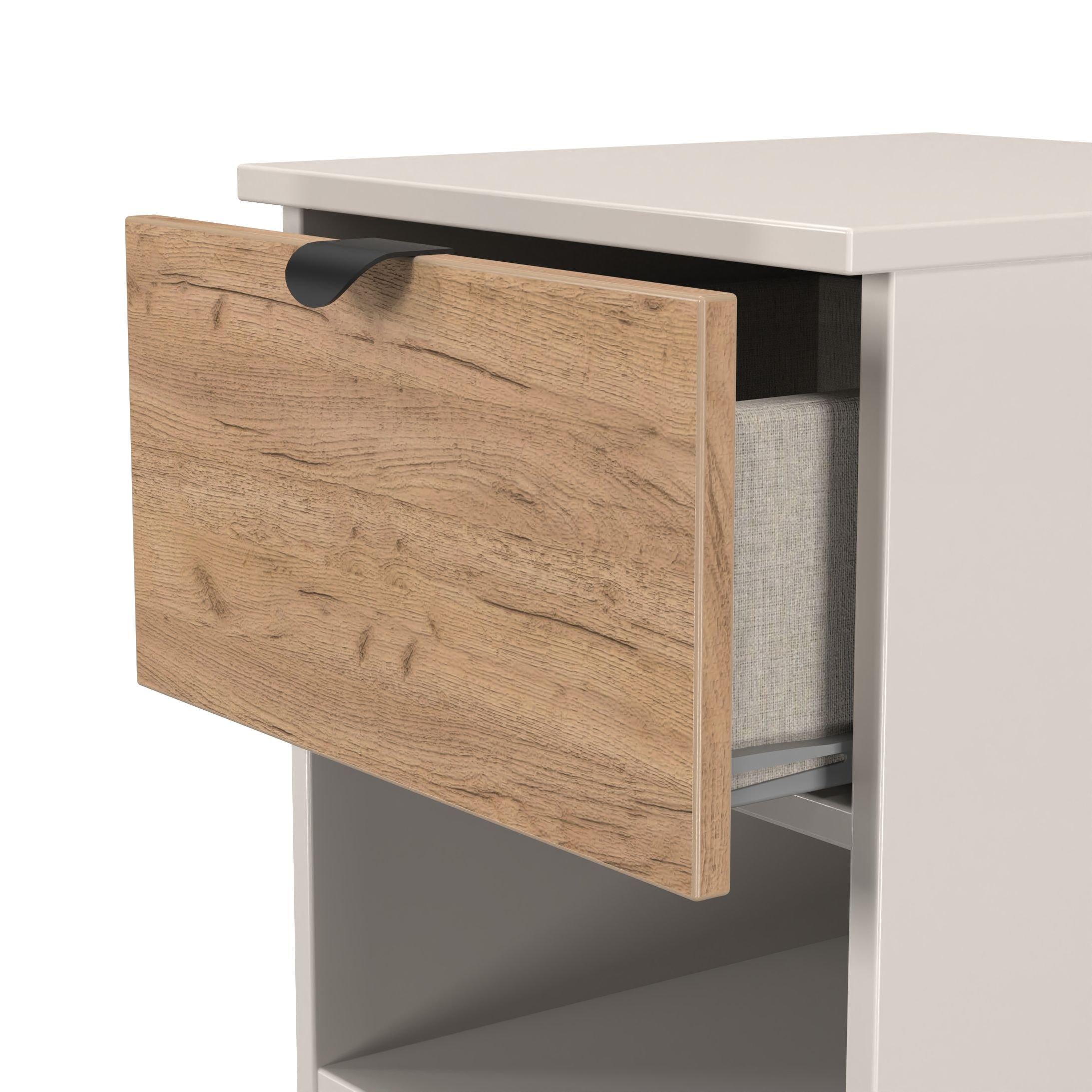 Craft Oak & Kas - Welcome Furniture - Solomon 1 Drawer Open Shelf Bedside Cabinet - 5