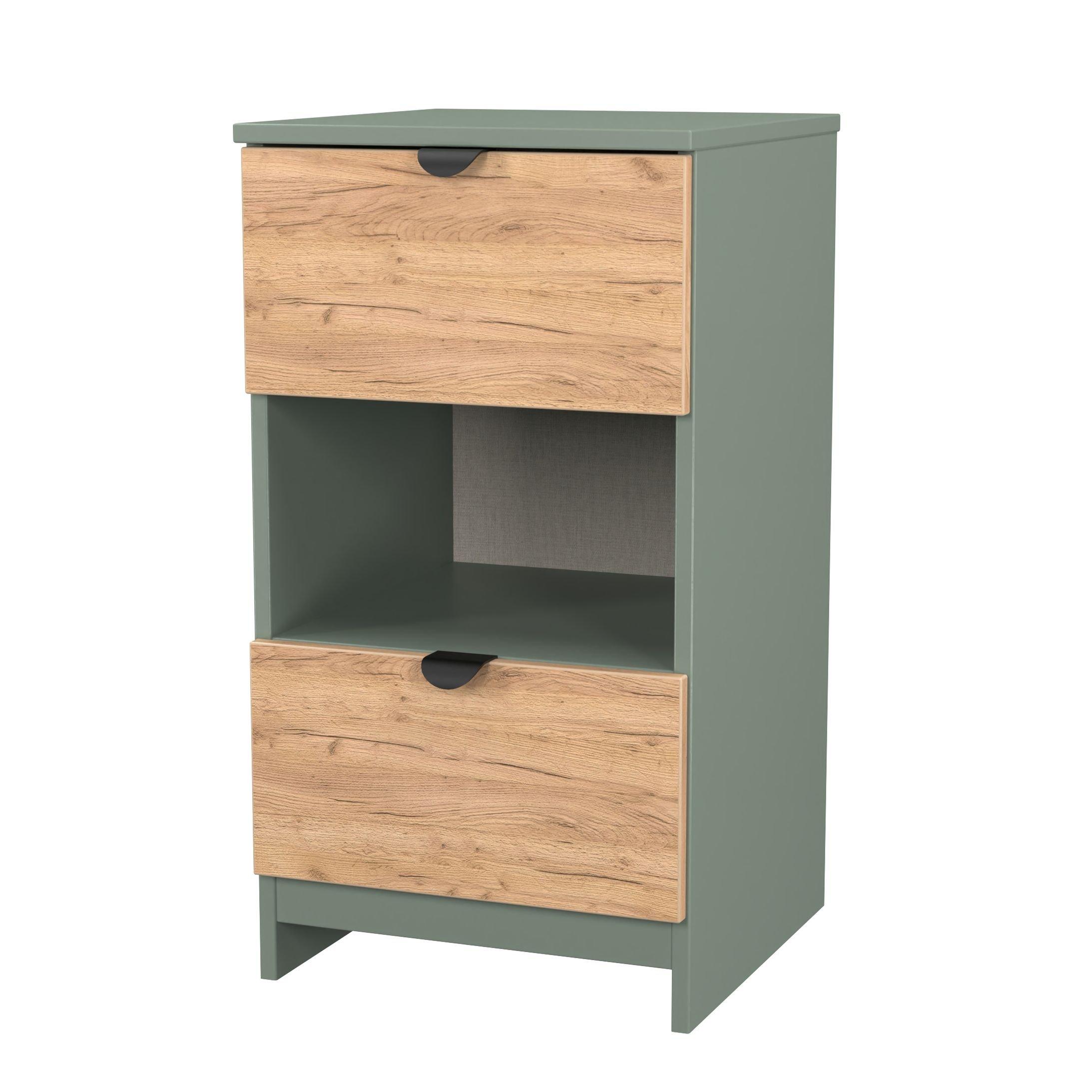 Craft Oak & Ree - Welcome Furniture - Solomon 2 Drawer Open Shelf Bedside Cabinet - 3