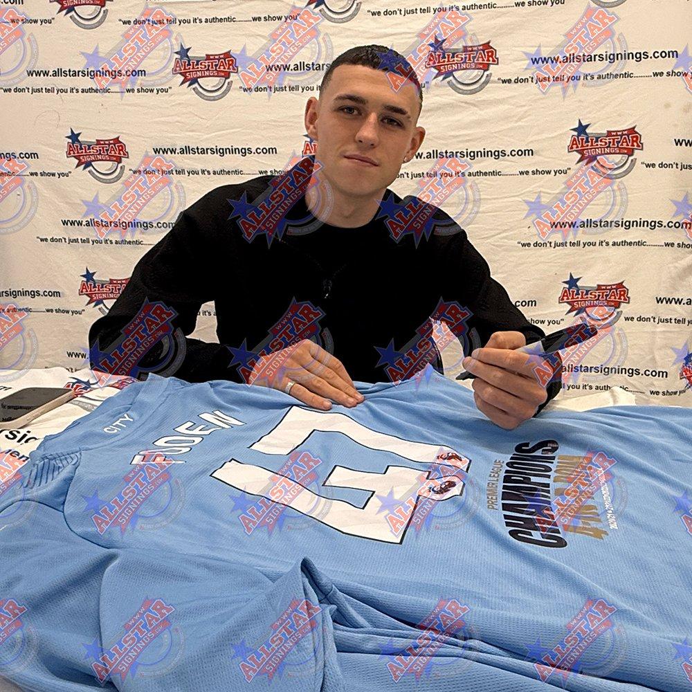Blue - AllStarSignings Ltd - Phil Foden signed Manchester City 4 in a row shirt - 2