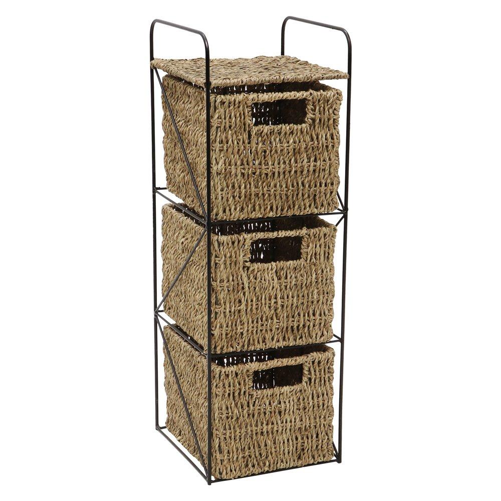 Natural - JVL - Seagrass Storage Tower - 3 Drawer - 1