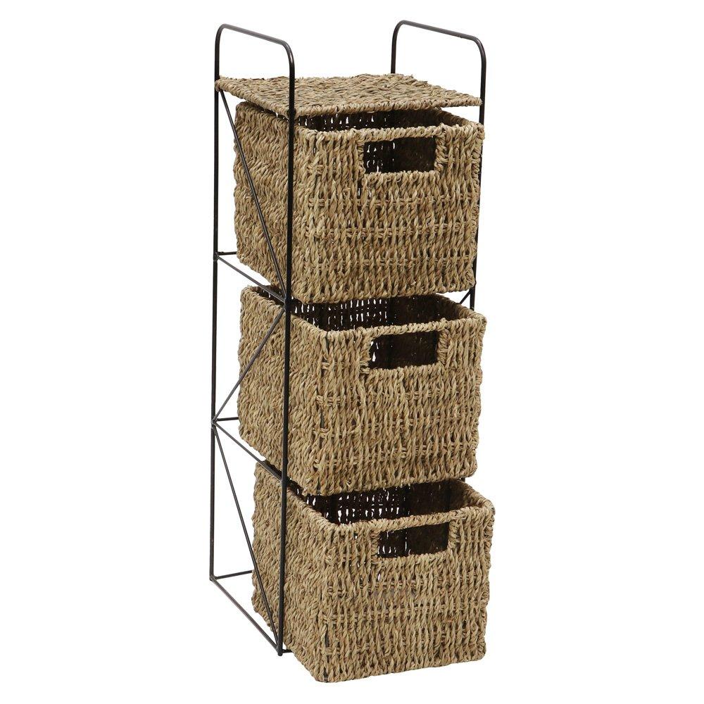 Natural - JVL - Seagrass Storage Tower - 3 Drawer - 2