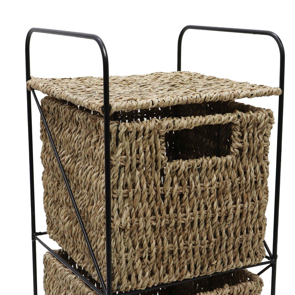 Natural - JVL - Seagrass Storage Tower - 3 Drawer - 3