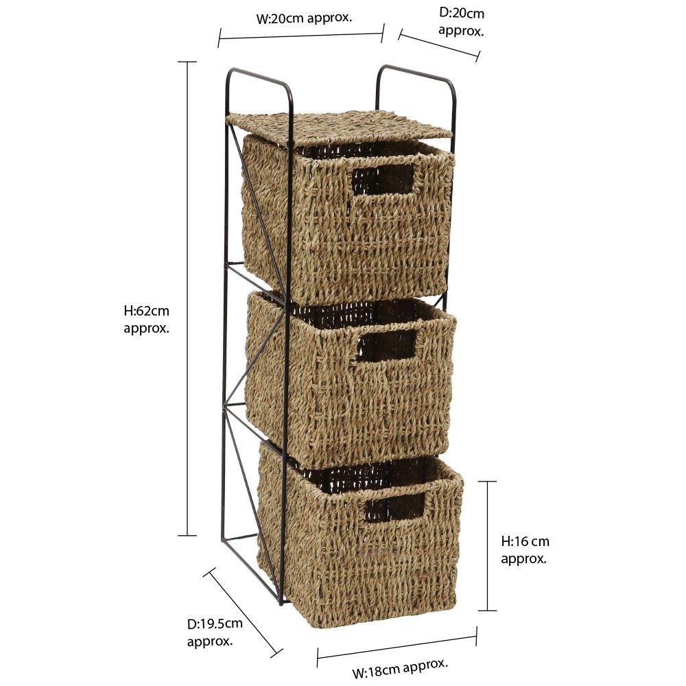 Natural - JVL - Seagrass Storage Tower - 3 Drawer - 8