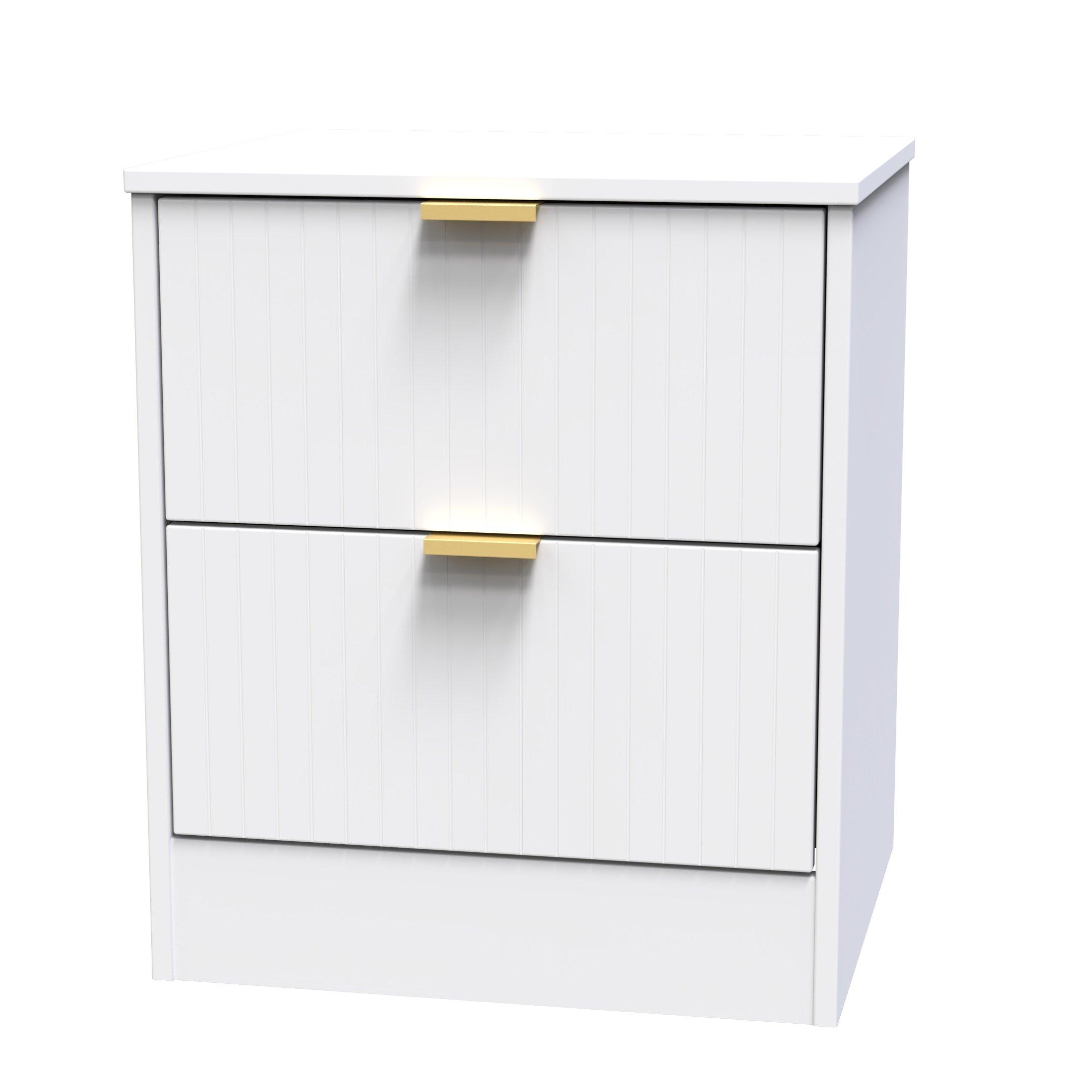 White Matt - Welcome Furniture - Nashville 2 Drawer Bedside Cabinet - 3