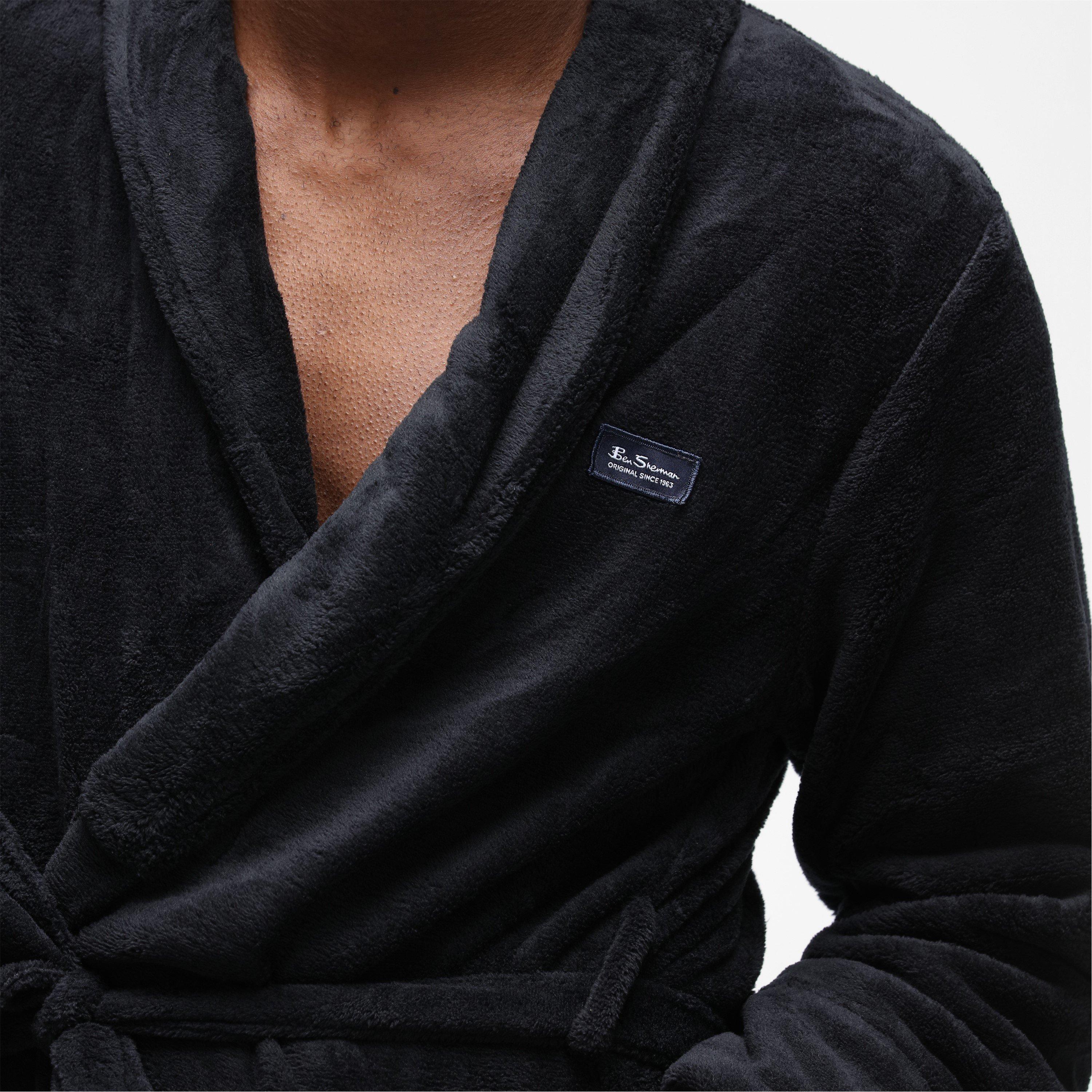 Black - Ben Sherman - Mens Fleece Robe Randol - 5