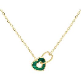 Be You 9ct Gold Malachite Linked Hearts Necklace