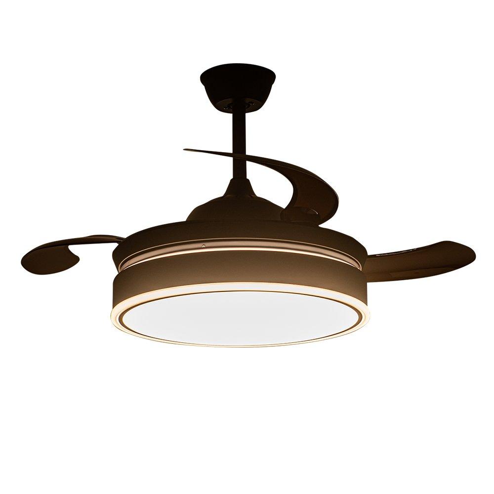 Kabinet Uk  Modern Round Ceiling Fan With Light & Remote - Brown Black