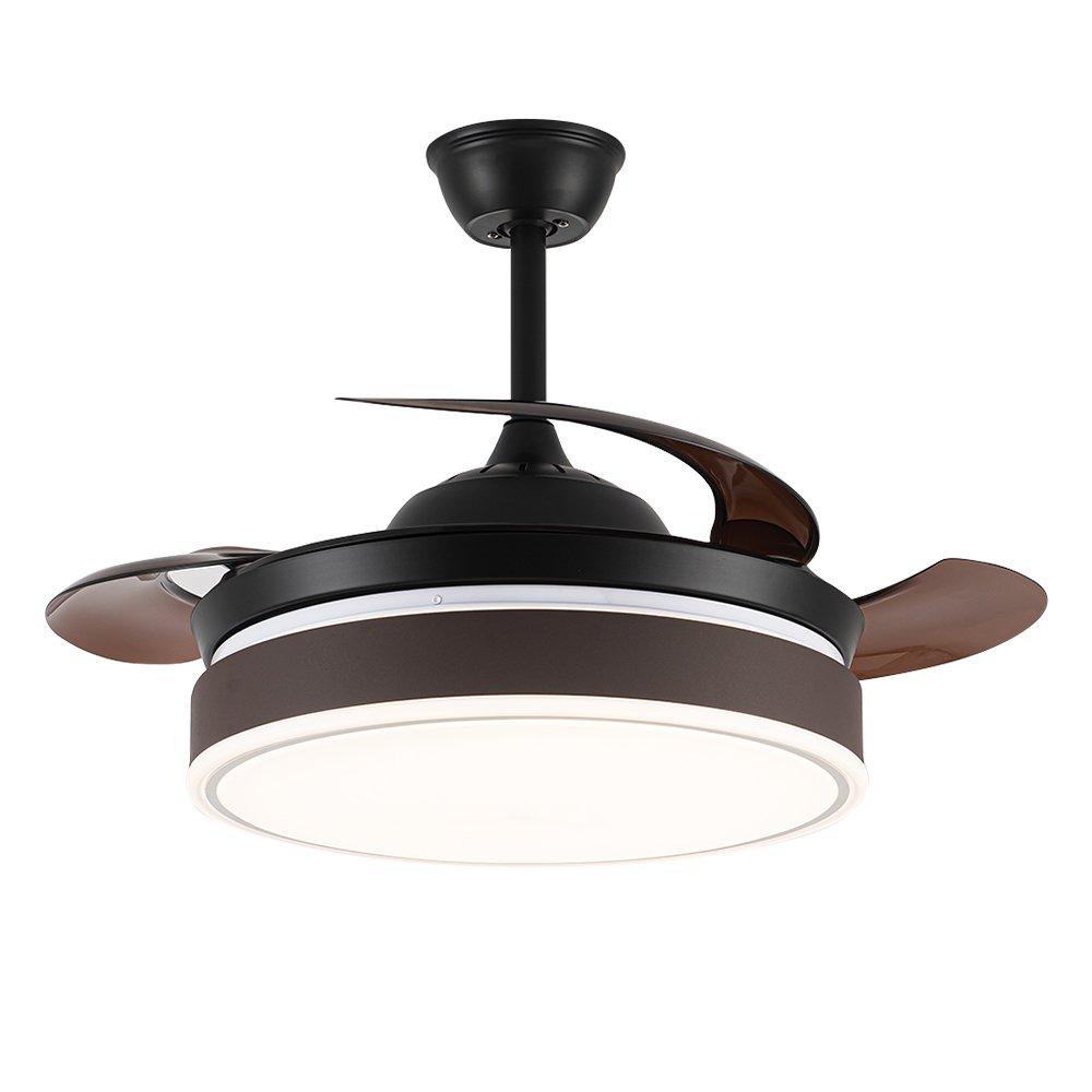 Brown Black - Kabinet UK - Modern Round Ceiling Fan with Light & Remote - 2
