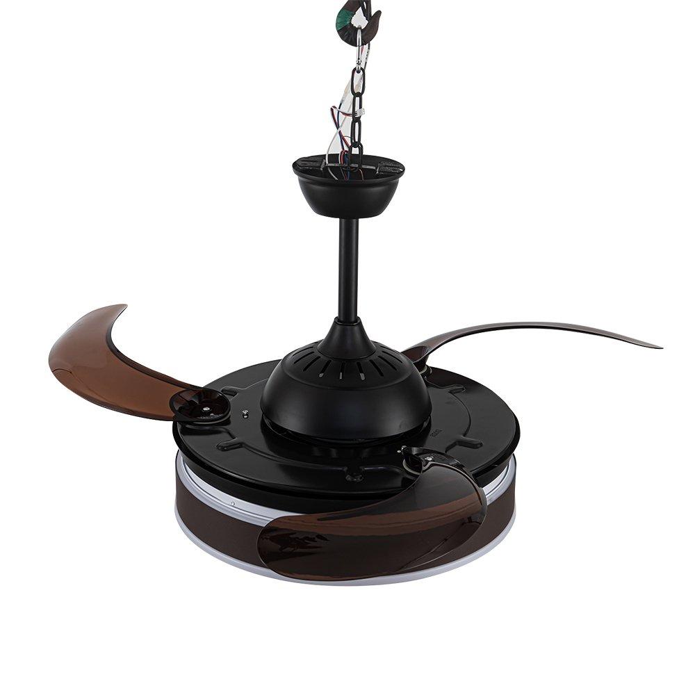 Brown Black - Kabinet UK - Modern Round Ceiling Fan with Light & Remote - 3