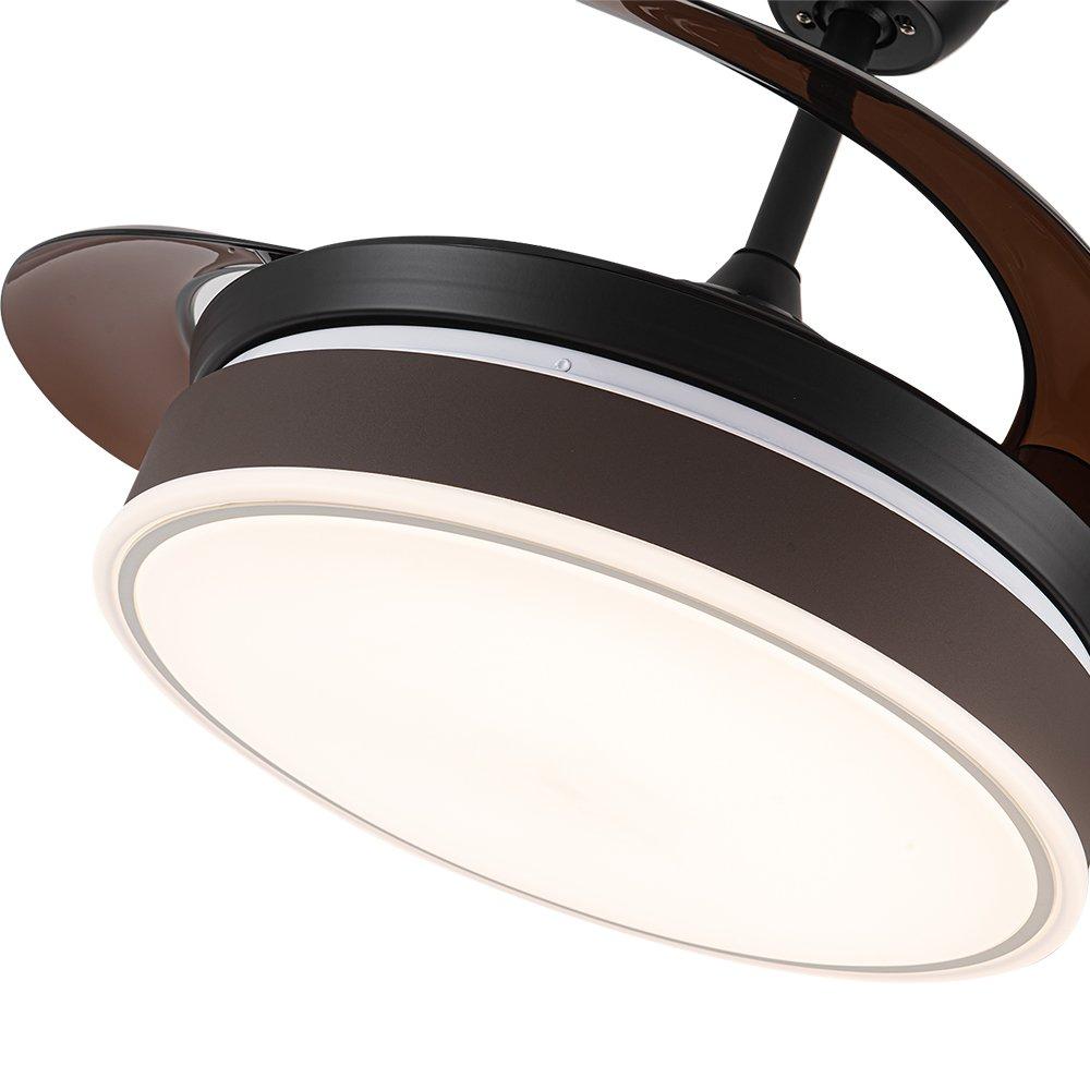 Brown Black - Kabinet UK - Modern Round Ceiling Fan with Light & Remote - 4