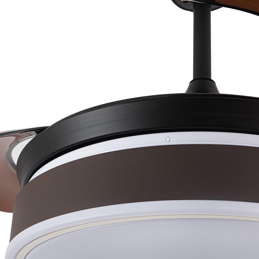 Brown Black - Kabinet UK - Modern Round Ceiling Fan with Light & Remote - 5