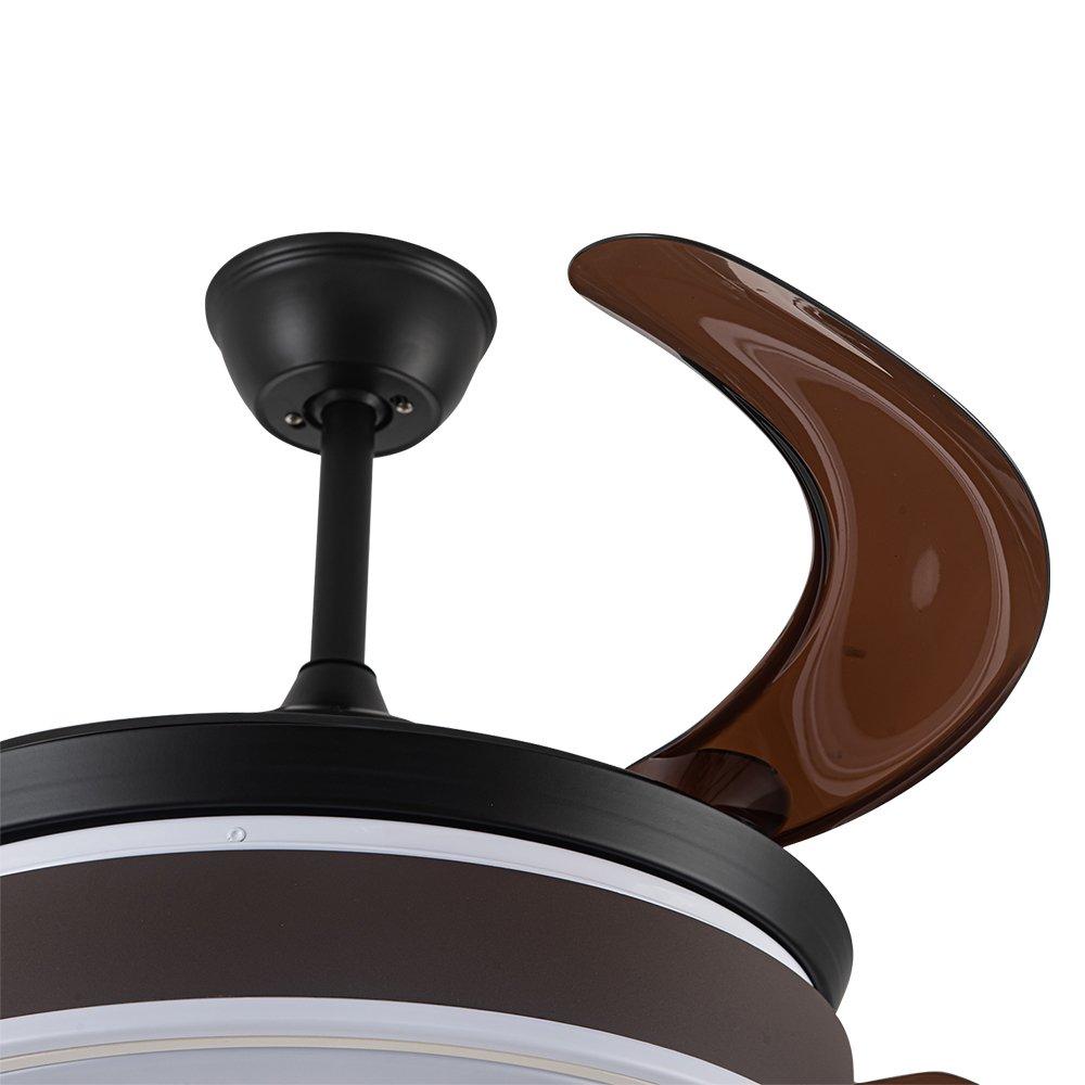 Brown Black - Kabinet UK - Modern Round Ceiling Fan with Light & Remote - 6