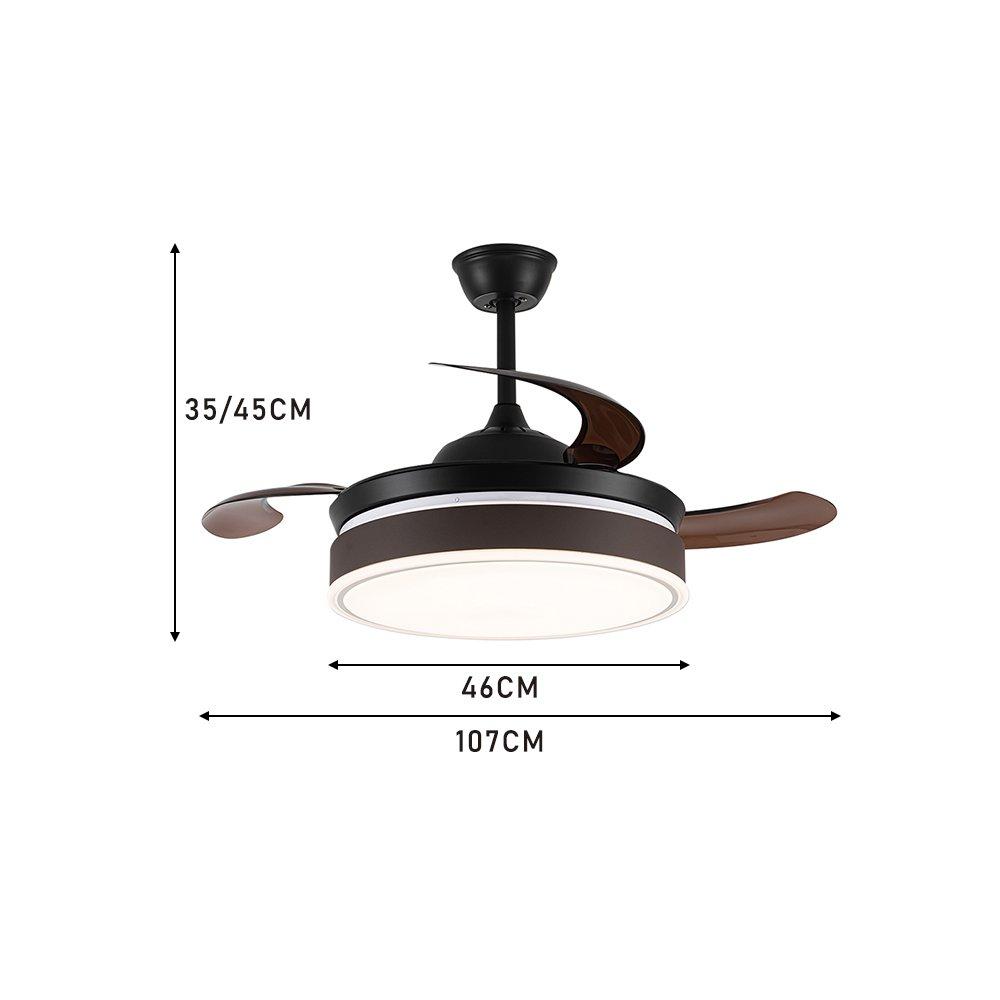 Brown Black - Kabinet UK - Modern Round Ceiling Fan with Light & Remote - 7