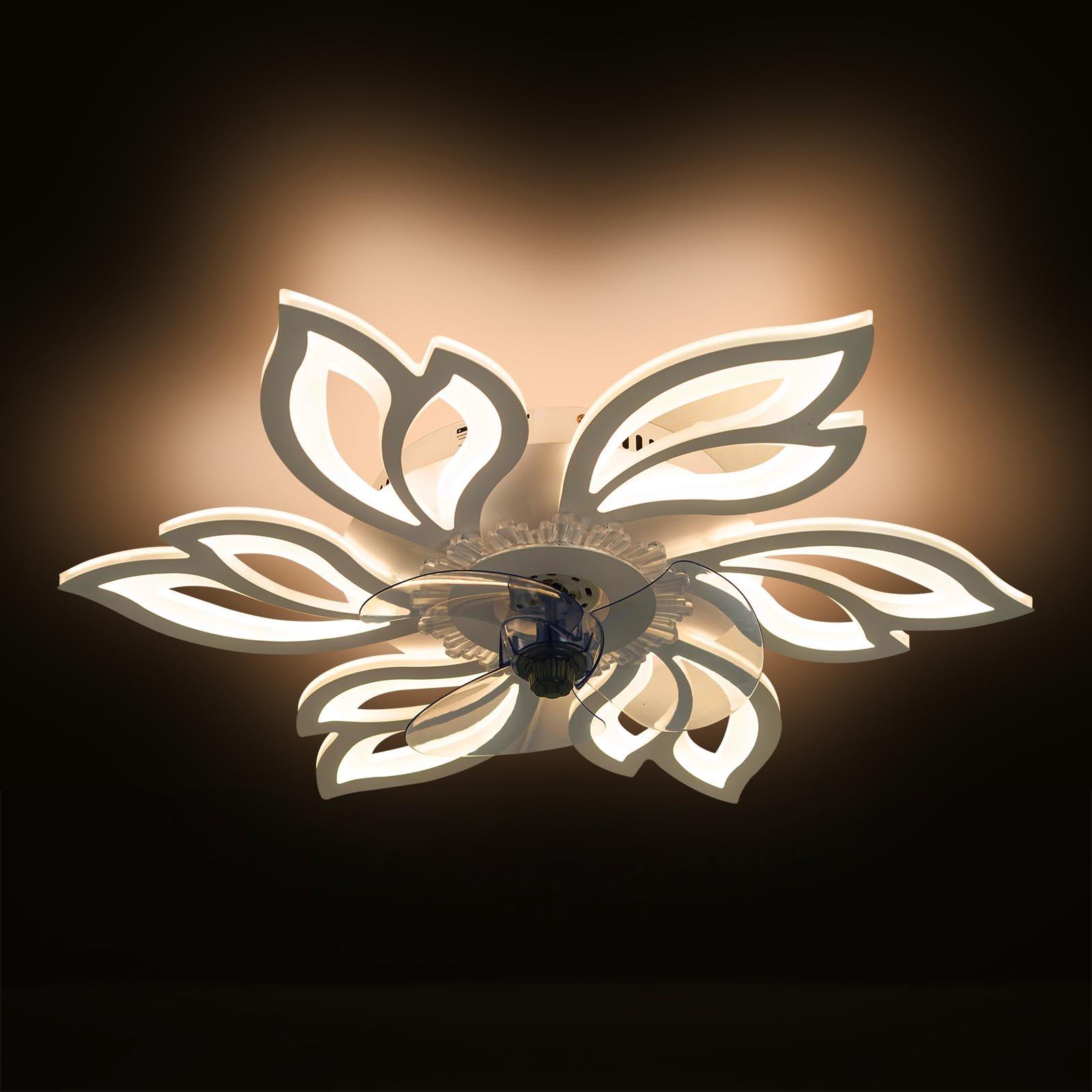White - Kabinet UK - Modern Flower Shape Ceiling Fan with Light - 1