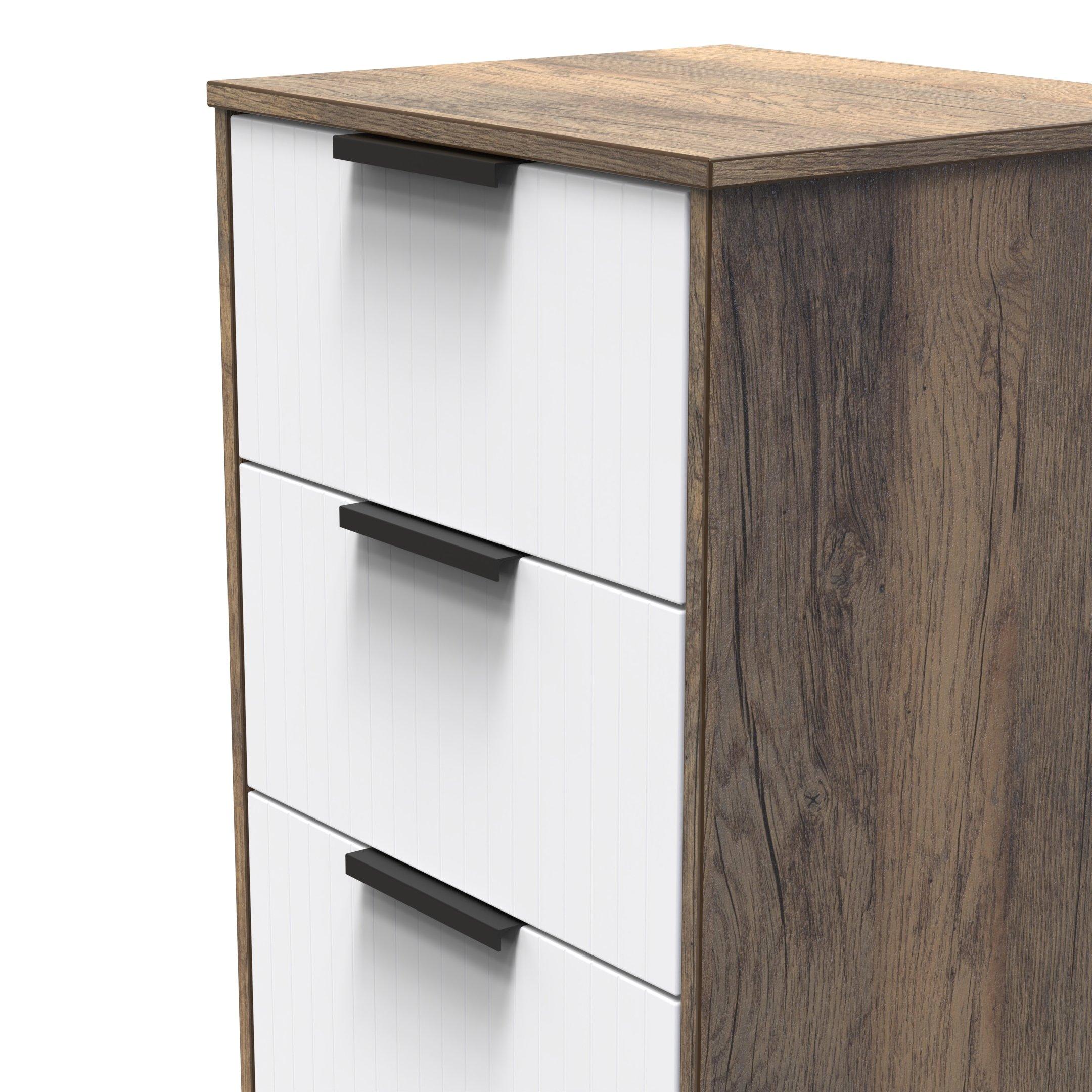 White Matt & Vi - Welcome Furniture - Nashville 5 Drawer Bedside Cabinet - 4