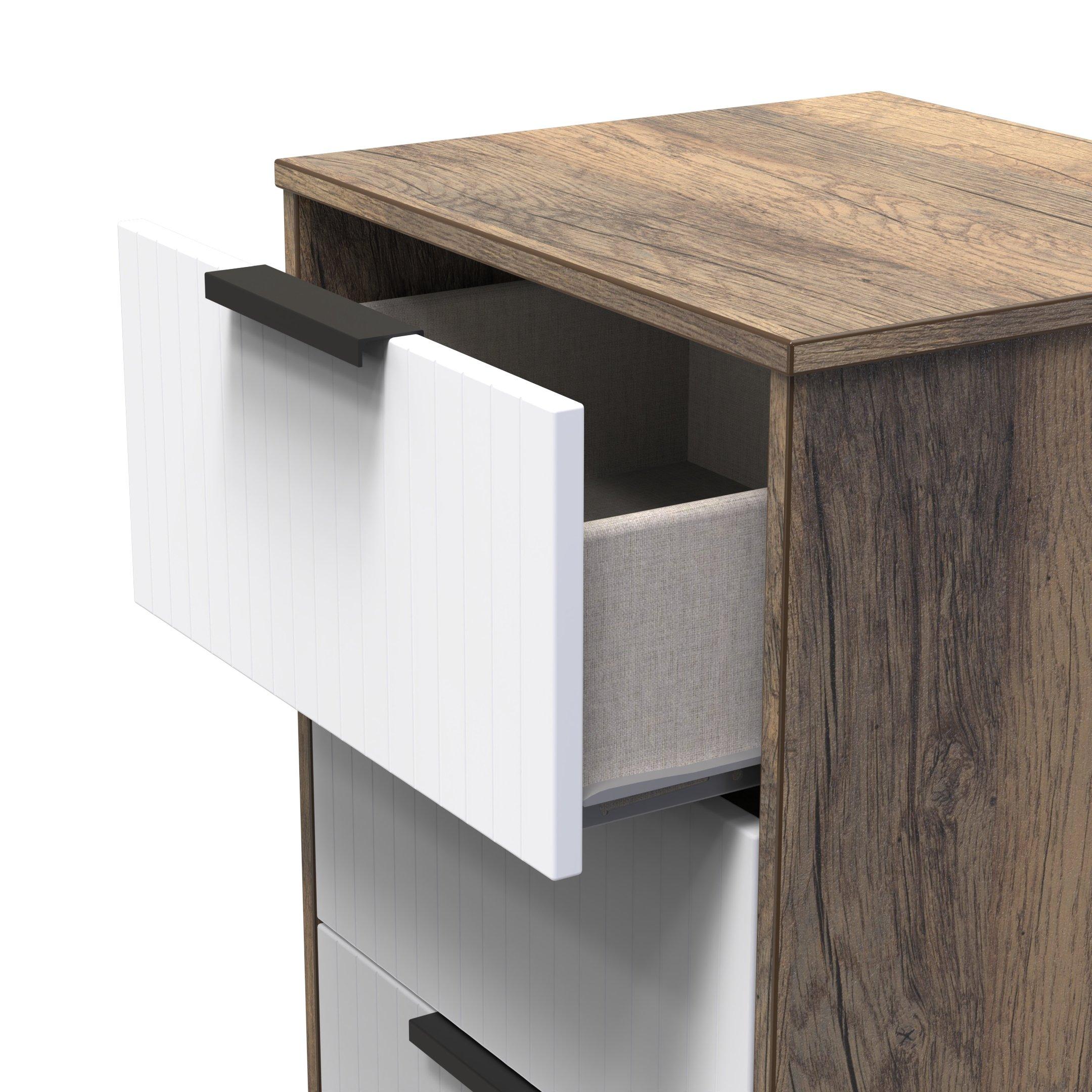 White Matt & Vi - Welcome Furniture - Nashville 5 Drawer Bedside Cabinet - 5