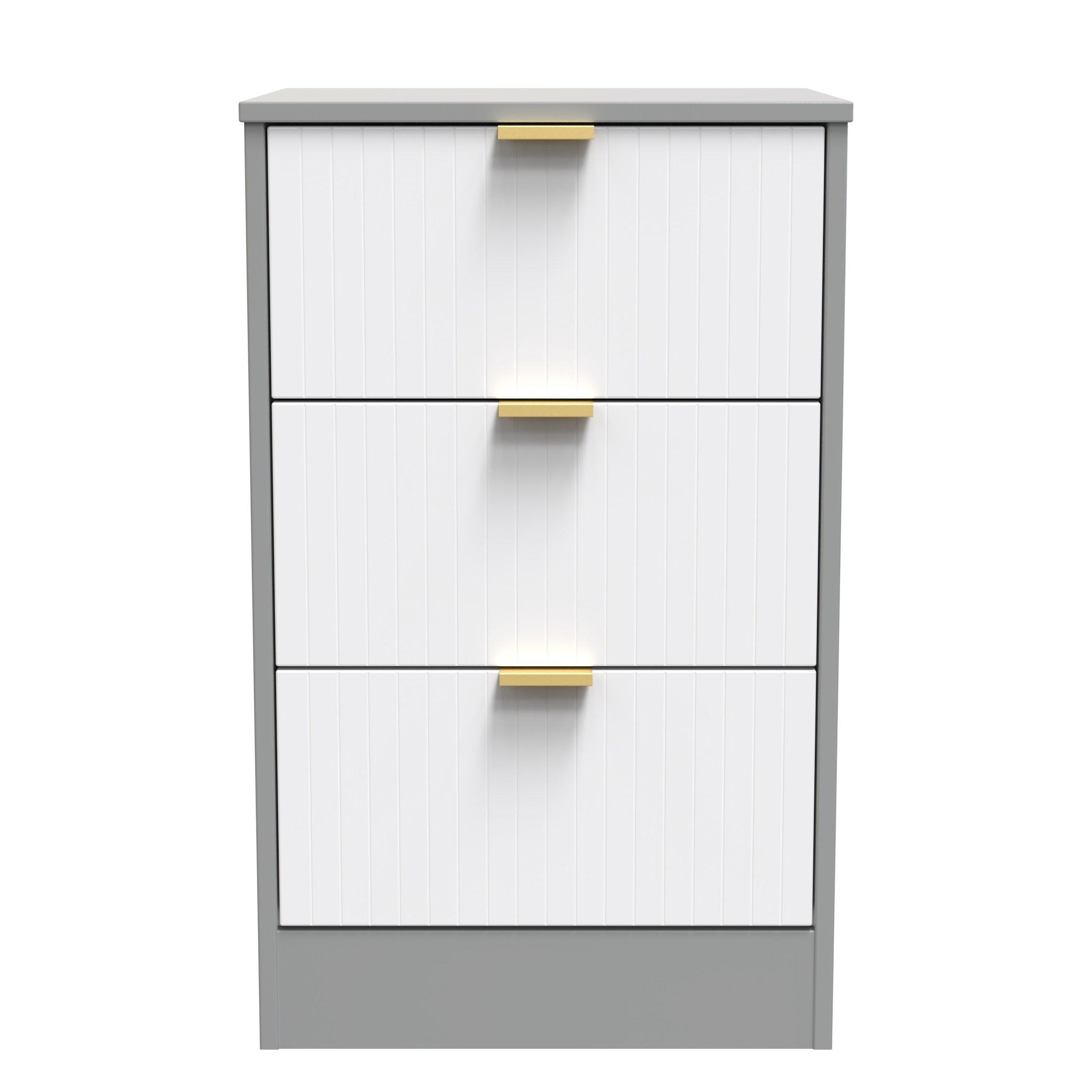 White Matt & Du - Welcome Furniture - Nashville 3 Drawer Bedside Cabinet - 2