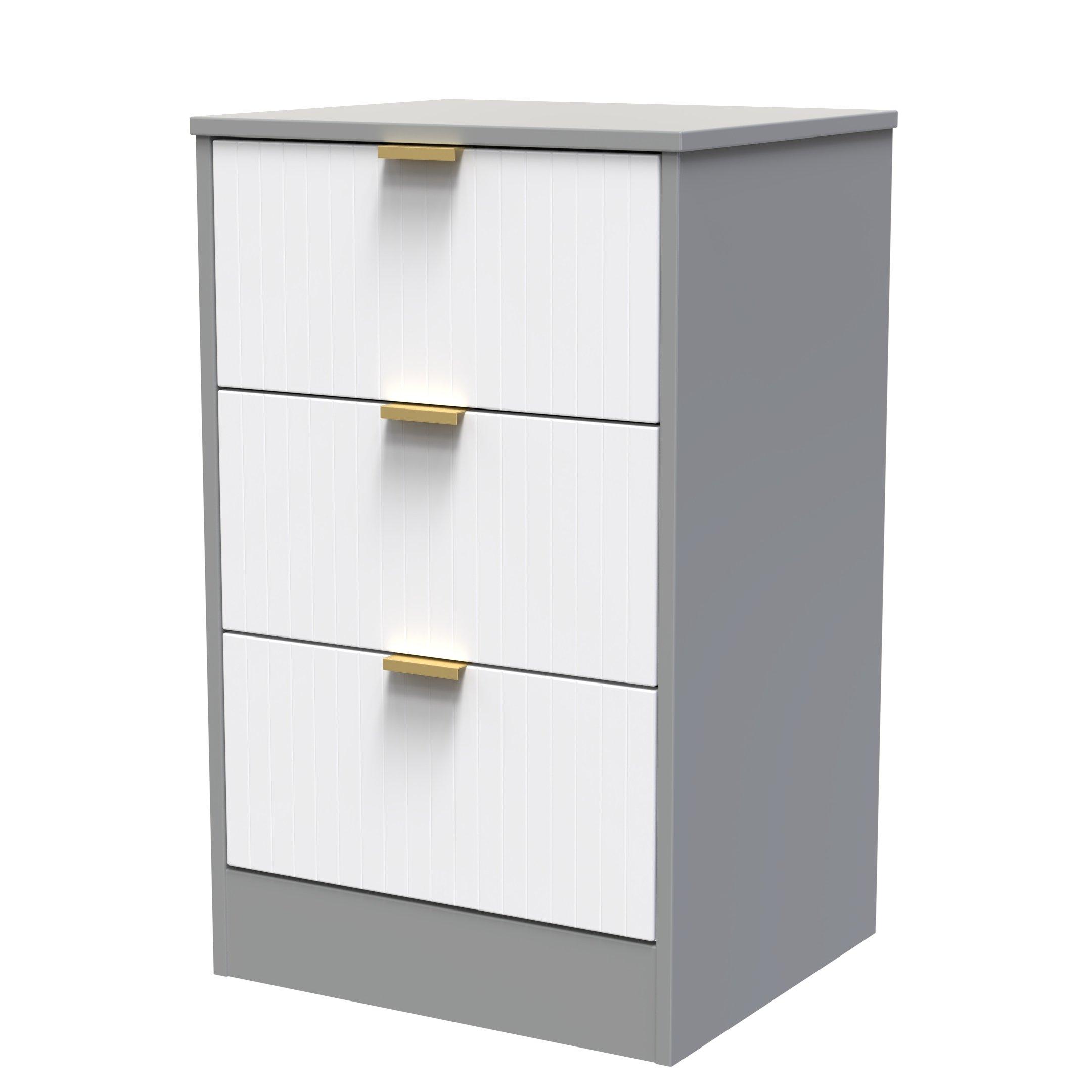 White Matt & Du - Welcome Furniture - Nashville 3 Drawer Bedside Cabinet - 4