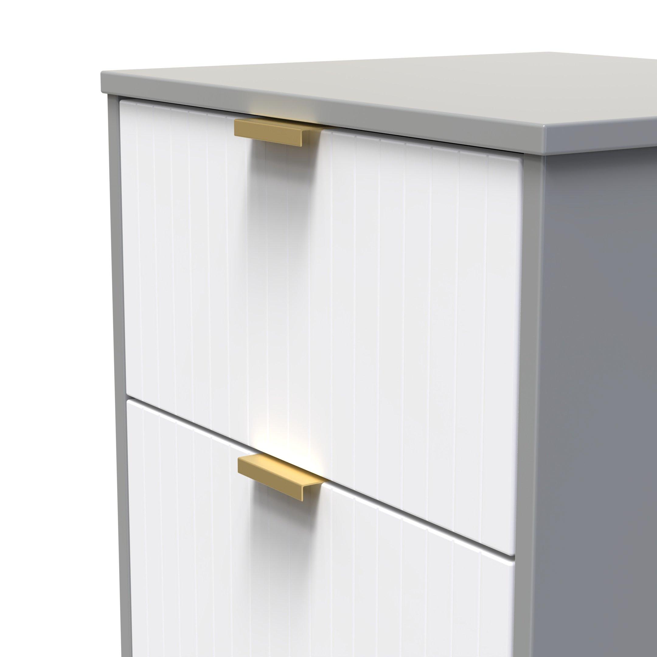 White Matt & Du - Welcome Furniture - Nashville 3 Drawer Bedside Cabinet - 5