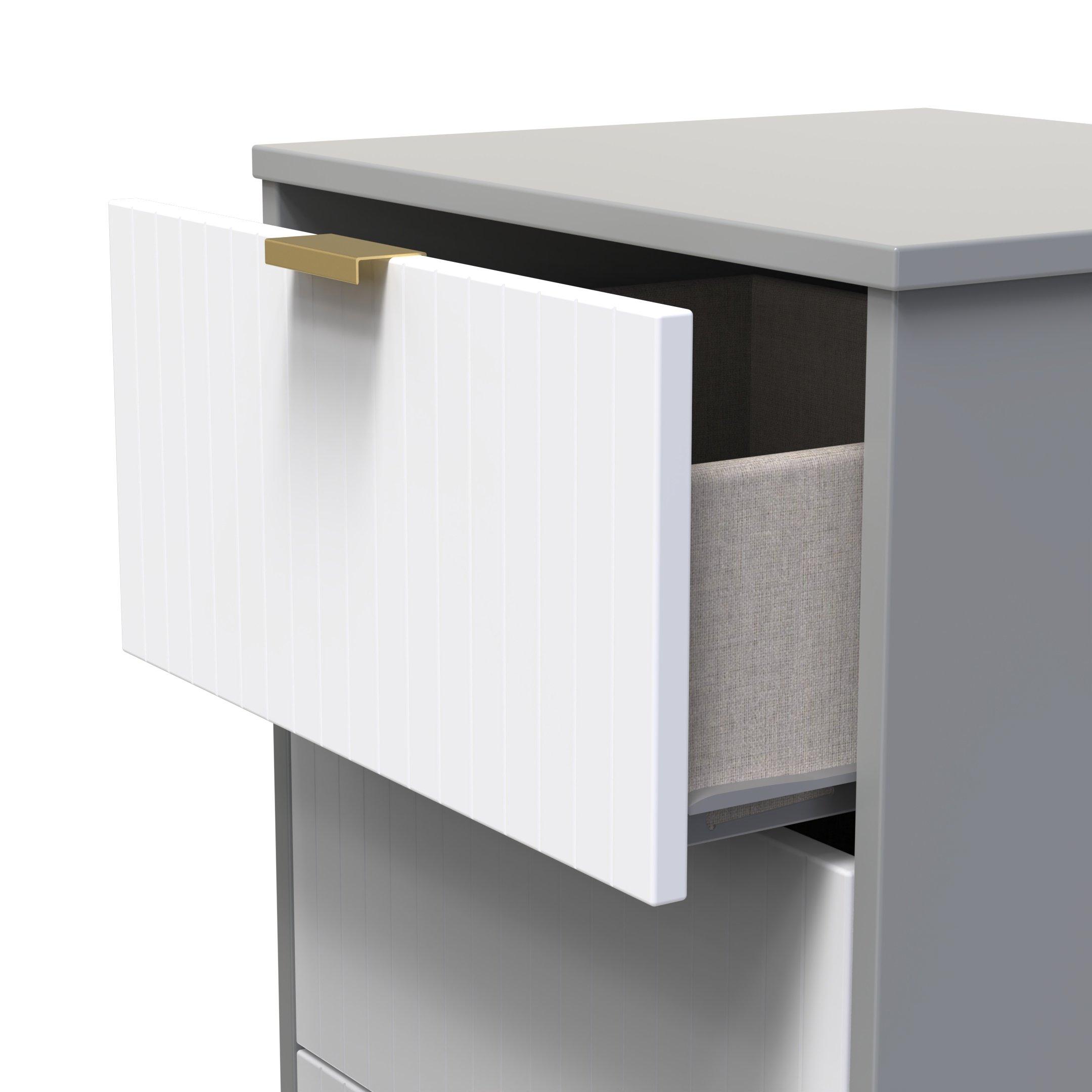 White Matt & Du - Welcome Furniture - Nashville 3 Drawer Bedside Cabinet - 6